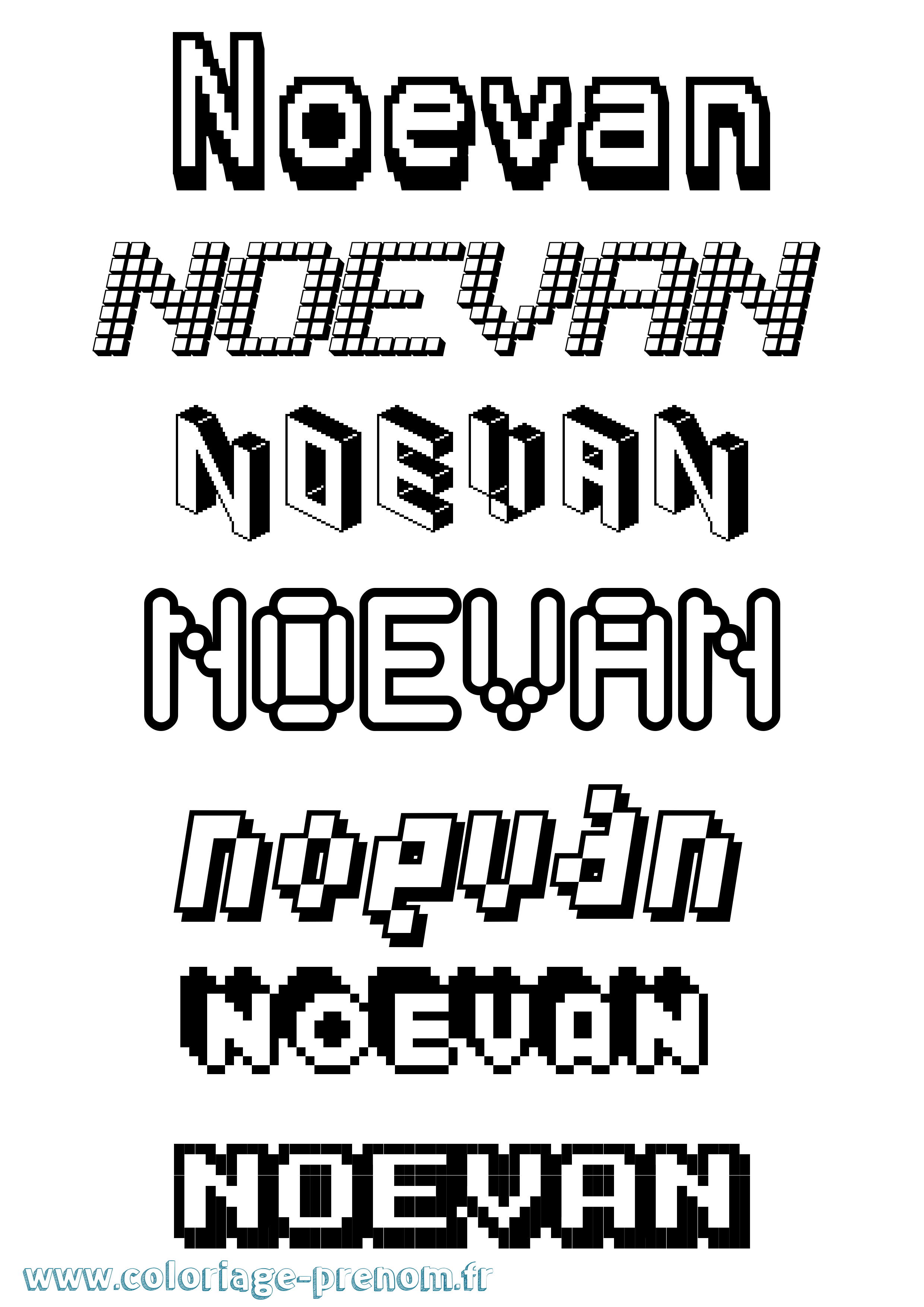 Coloriage Noevan Pixel Coloriage prénom Noevan Pixel