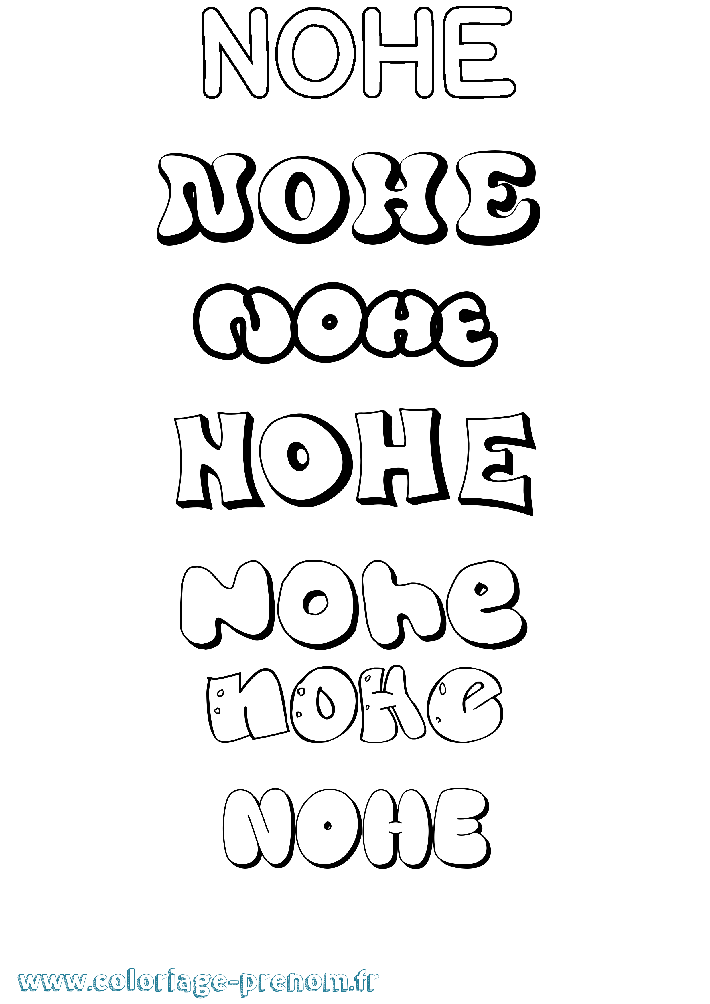 Coloriage Nohe Bubble Coloriage prénom Nohe Bubble