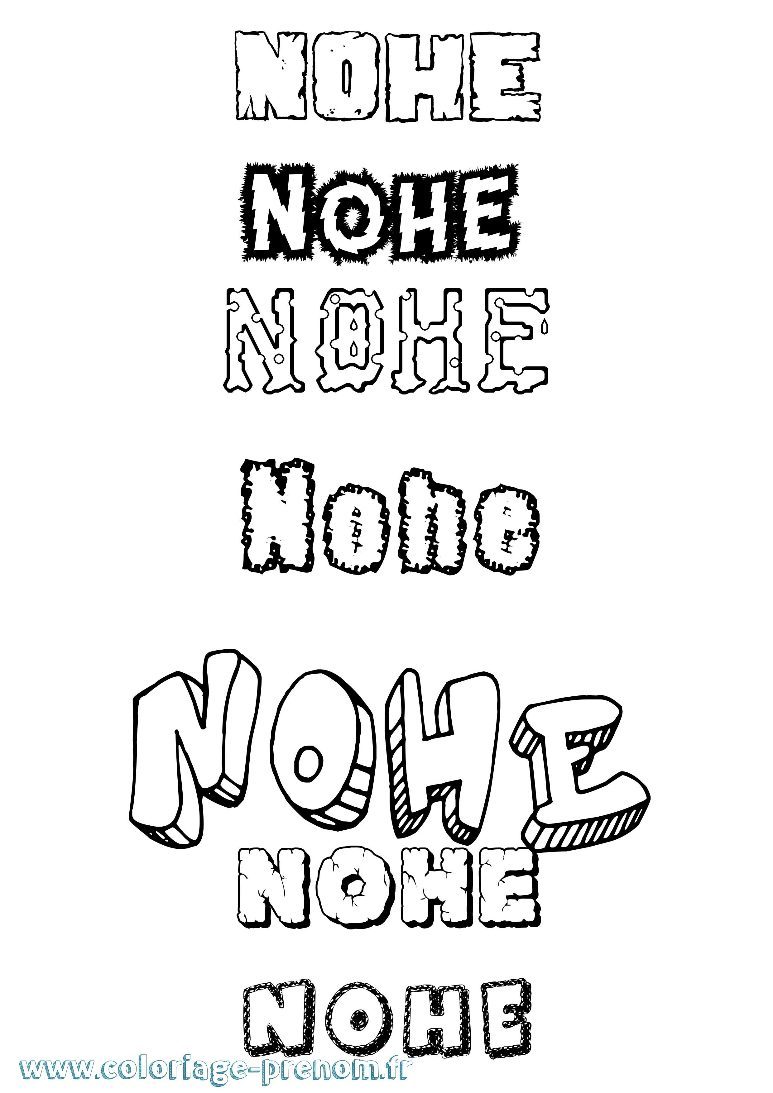 Coloriage Nohe Destructuré Coloriage prénom Nohe Destructuré