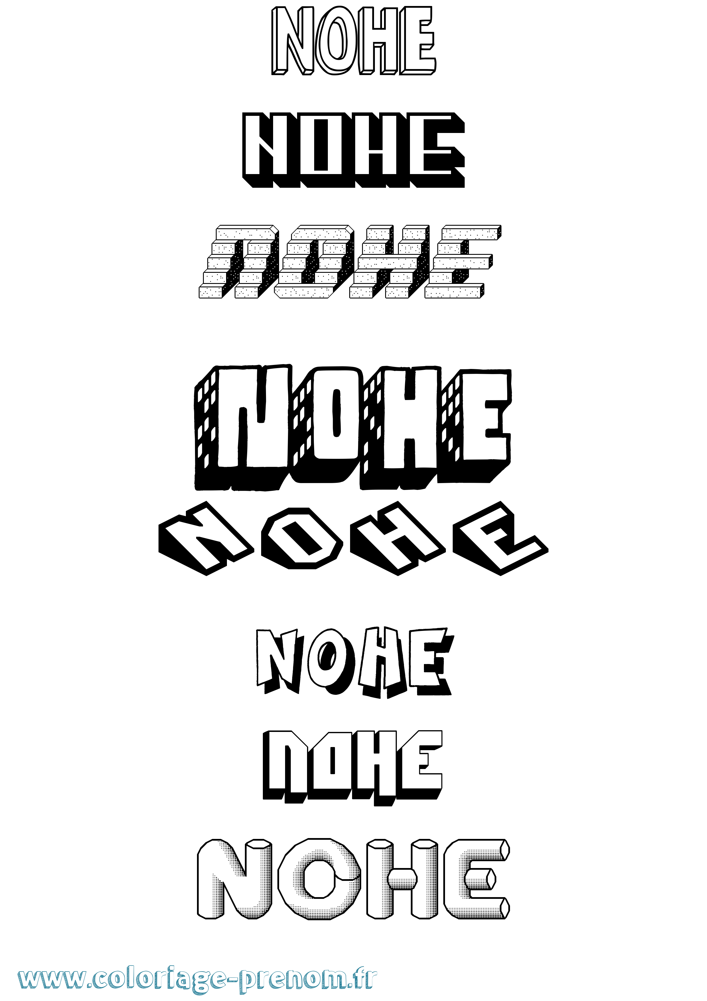 Coloriage Nohe Effet 3D Coloriage prénom Nohe Effet 3D