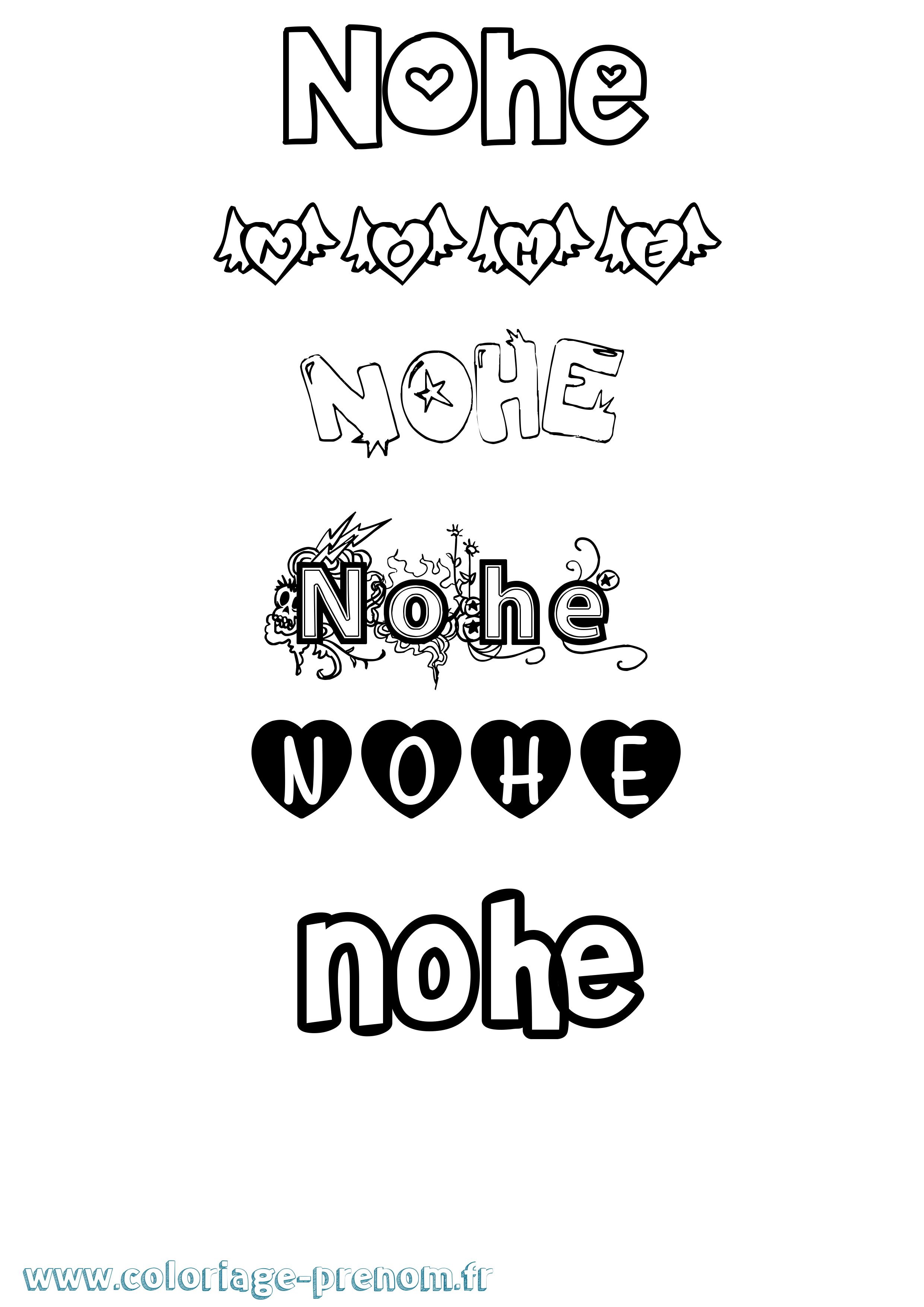 Coloriage Nohe Girly Coloriage prénom Nohe Girly