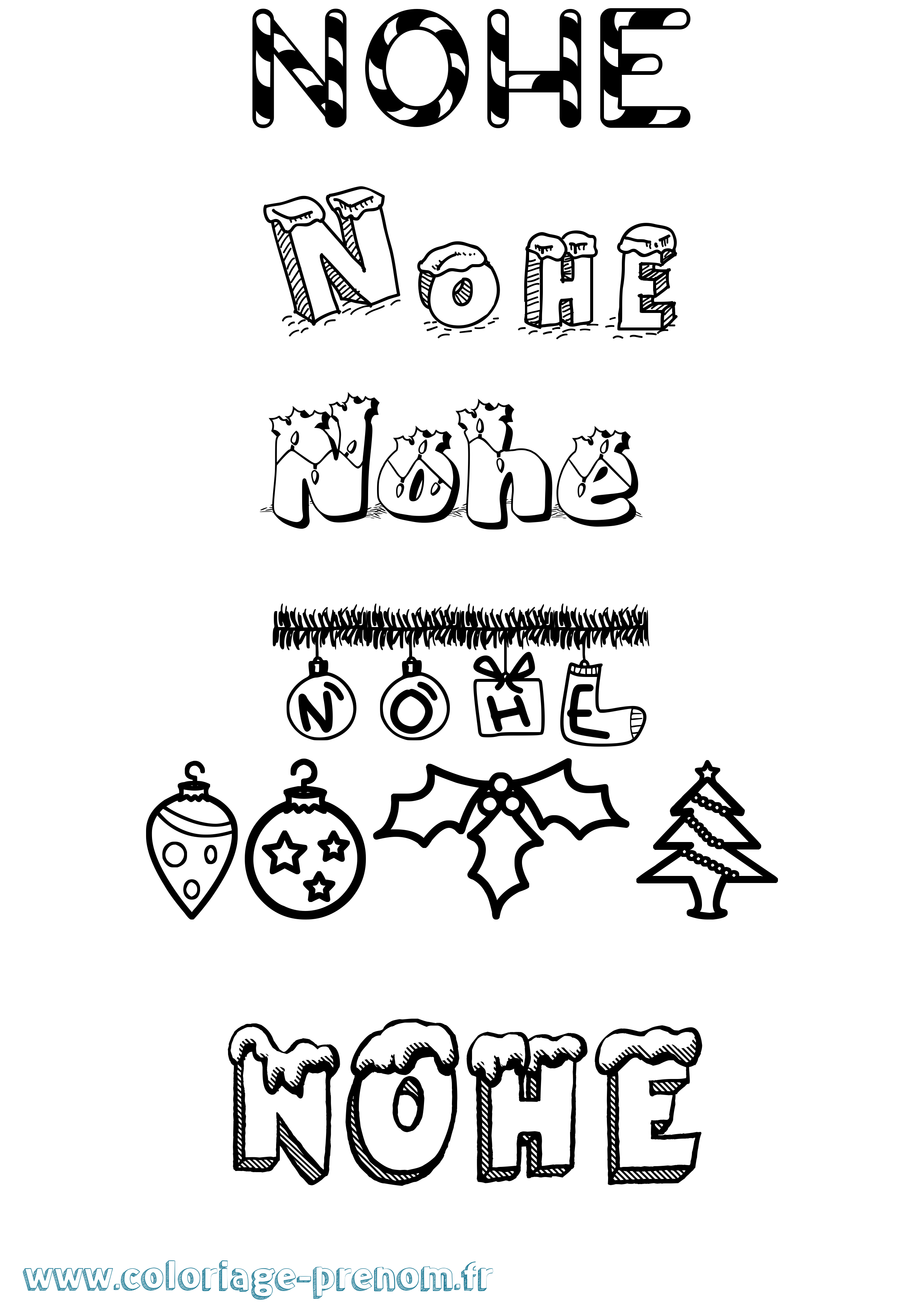 Coloriage Nohe Noël Coloriage prénom Nohe Noël