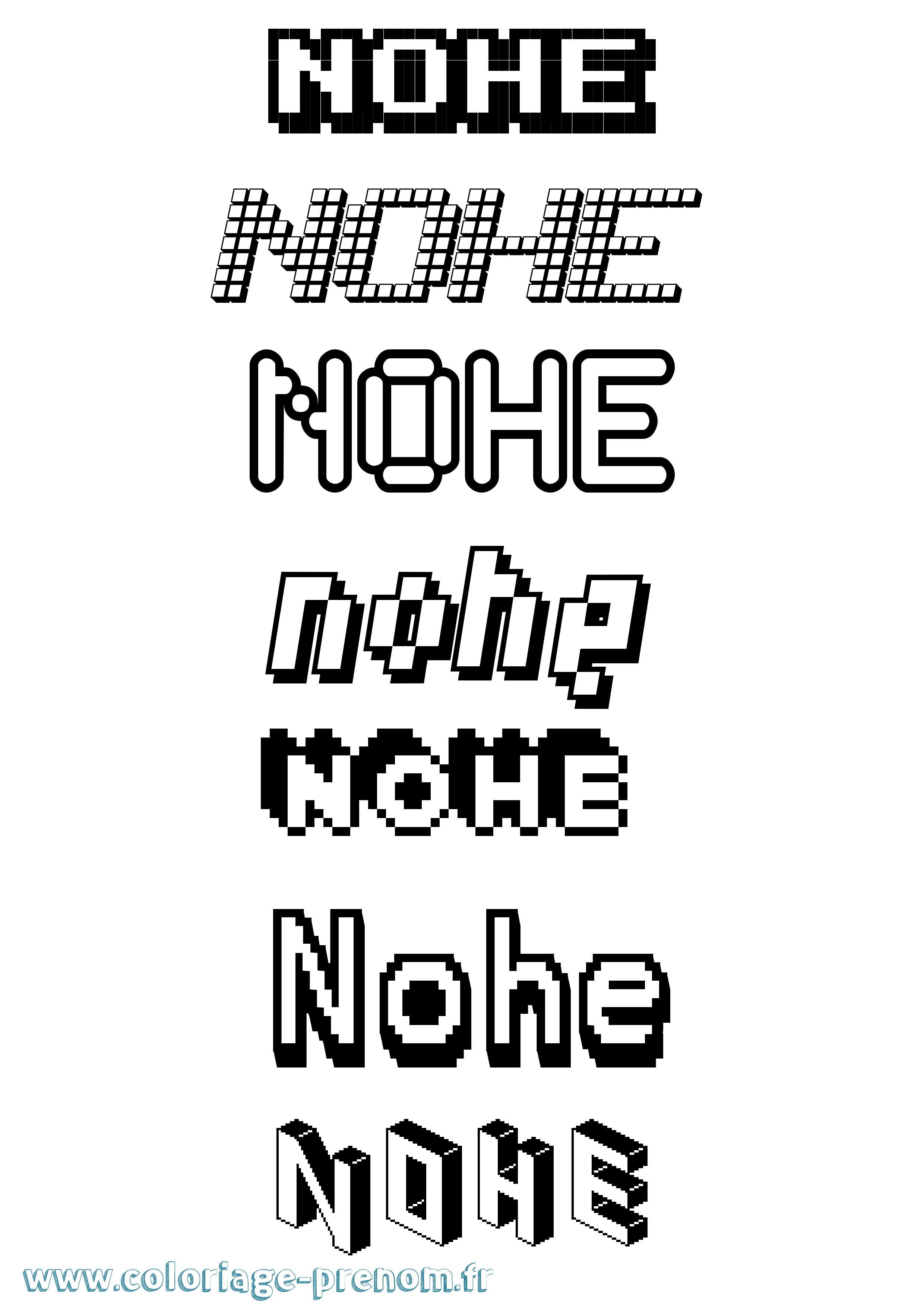 Coloriage Nohe Pixel Coloriage prénom Nohe Pixel