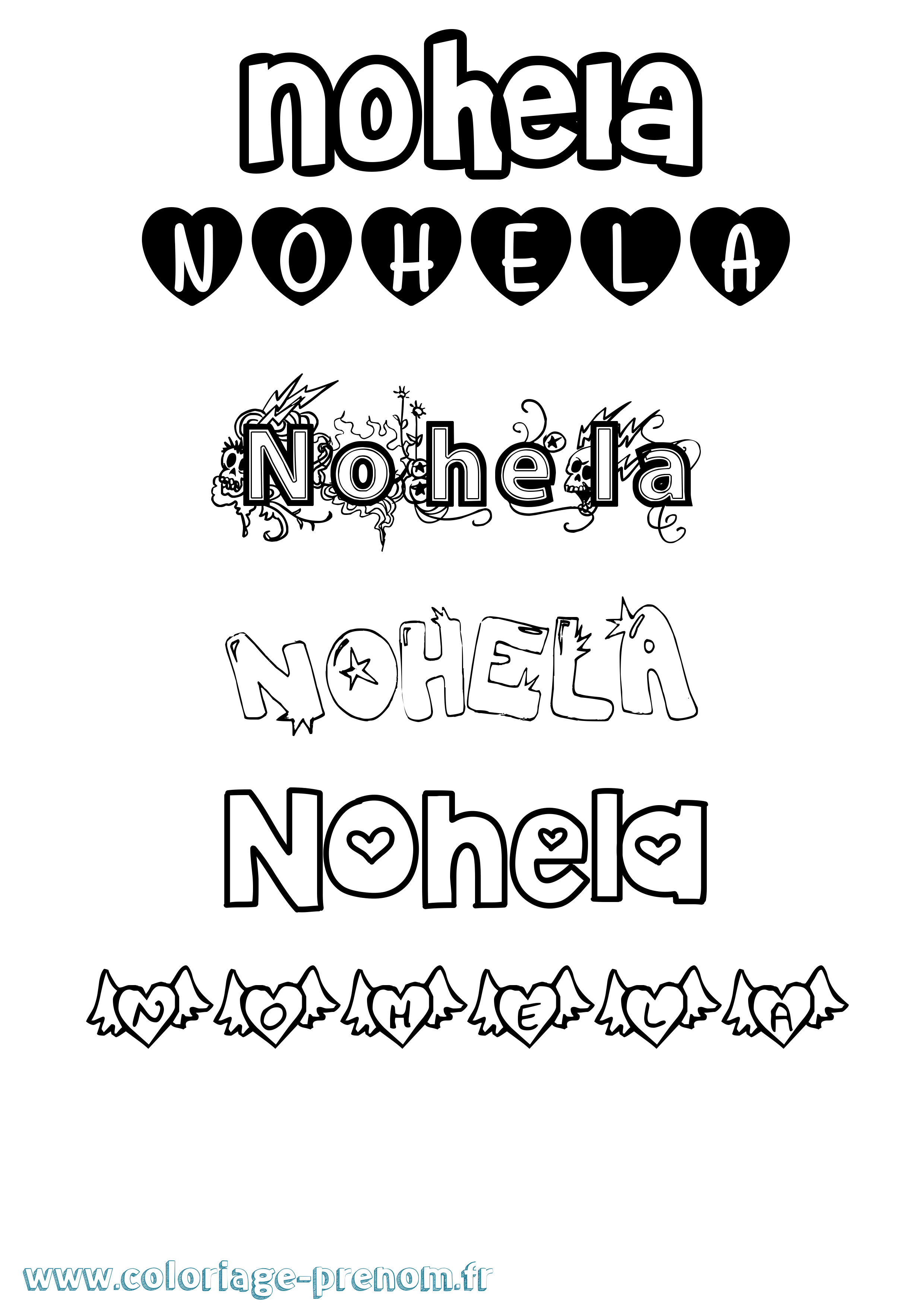Coloriage Nohela Girly Coloriage prénom Nohela Girly