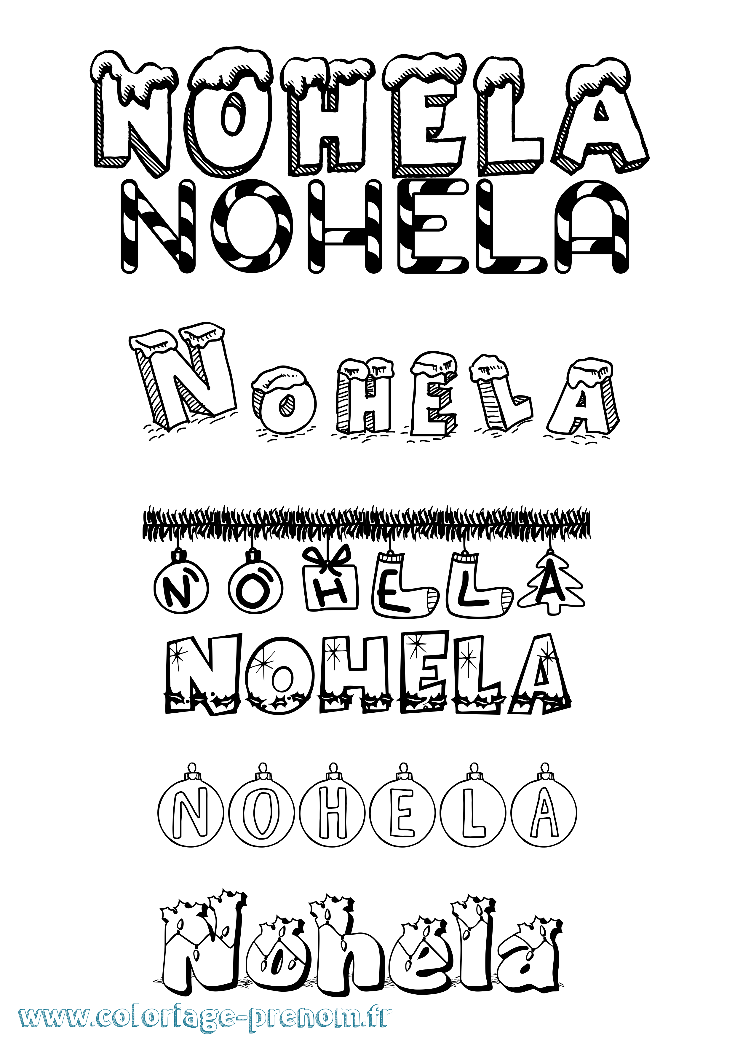 Coloriage Nohela Noël Coloriage prénom Nohela Noël