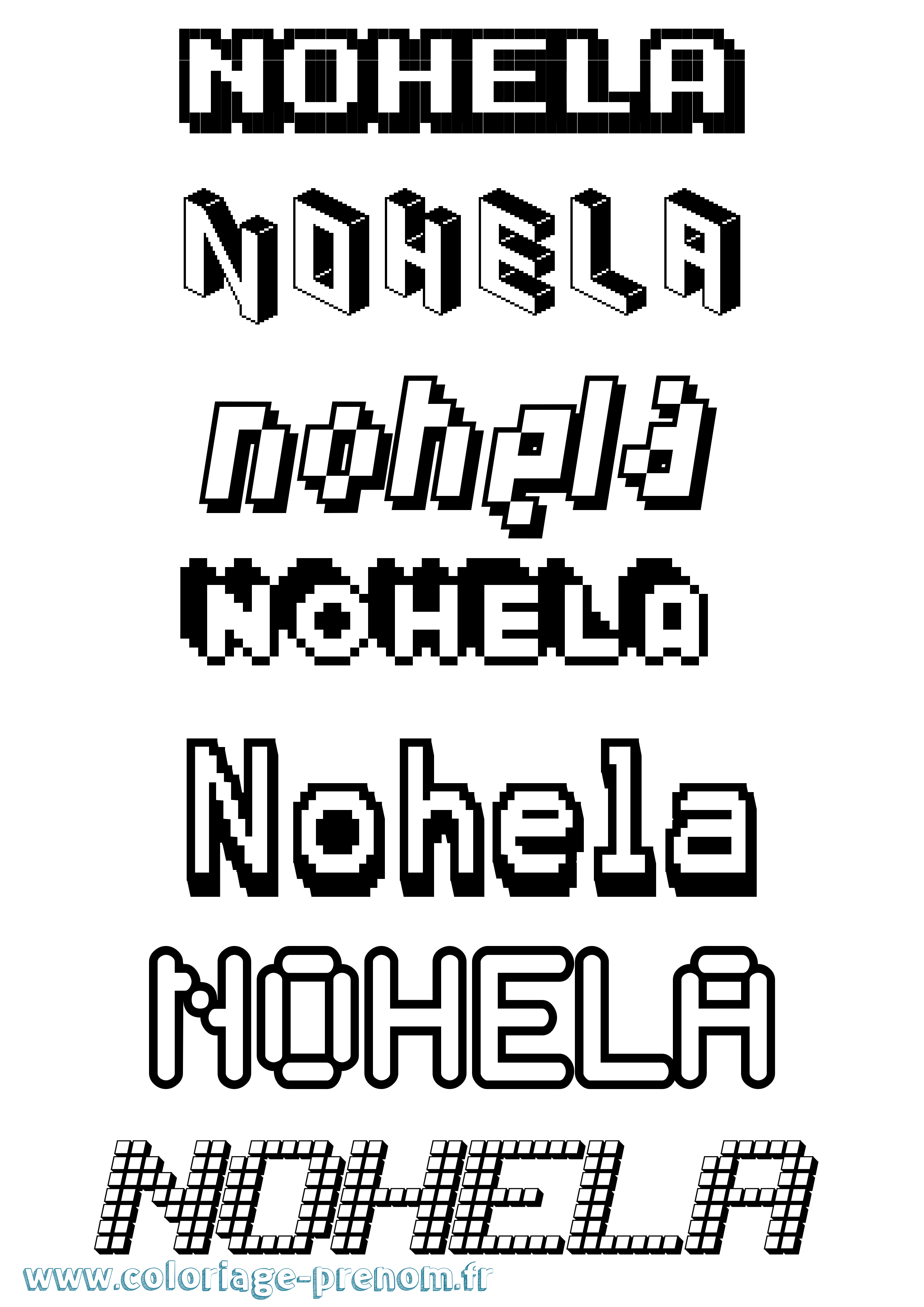 Coloriage Nohela Pixel Coloriage prénom Nohela Pixel