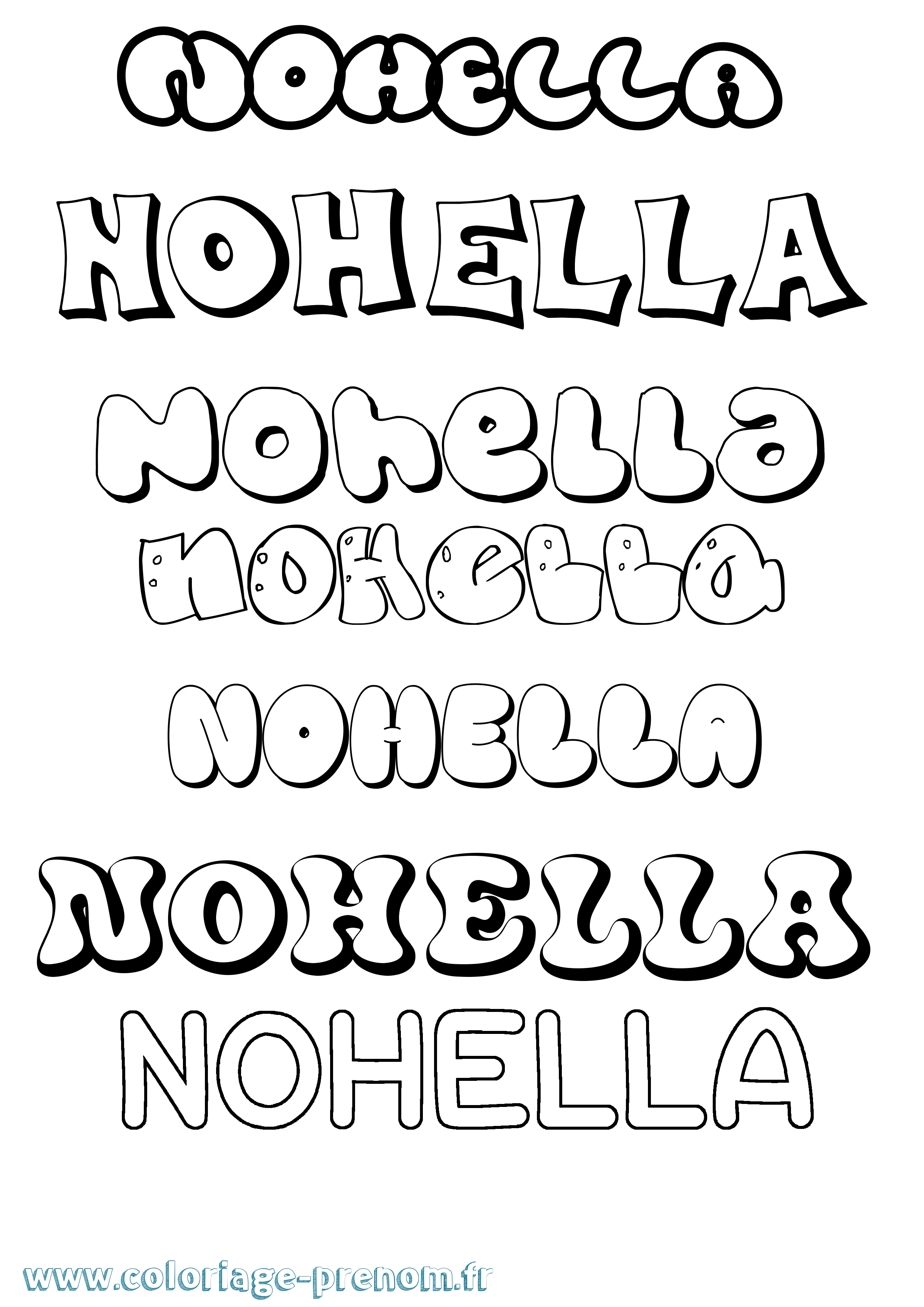 Coloriage Nohella Bubble Coloriage prénom Nohella Bubble