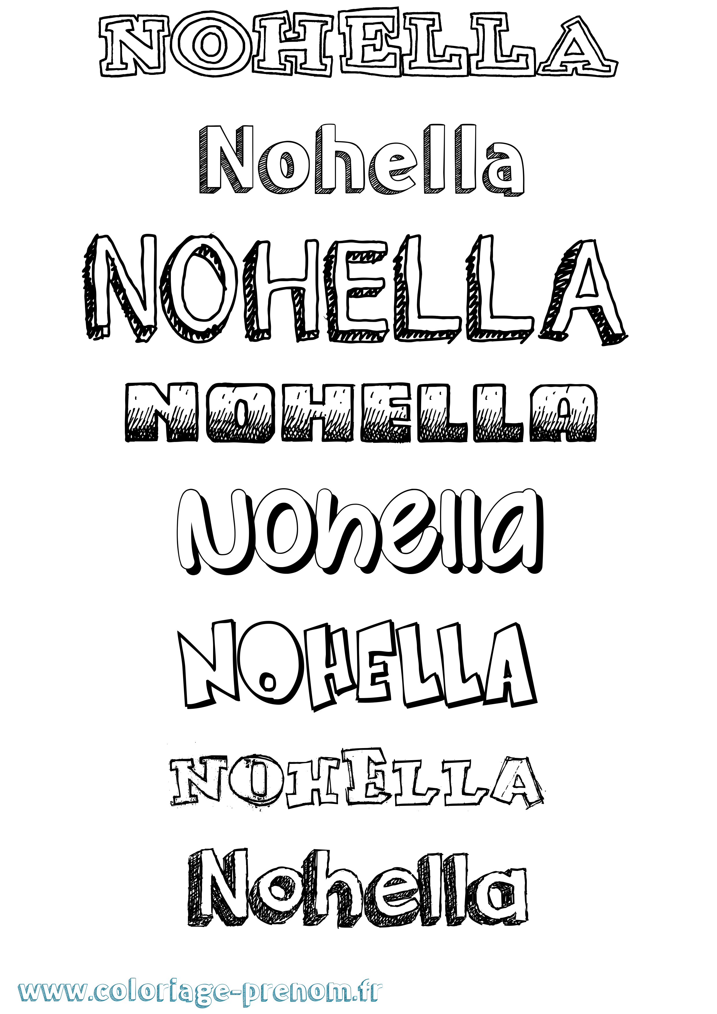Coloriage Nohella Dessiné Coloriage prénom Nohella Dessiné