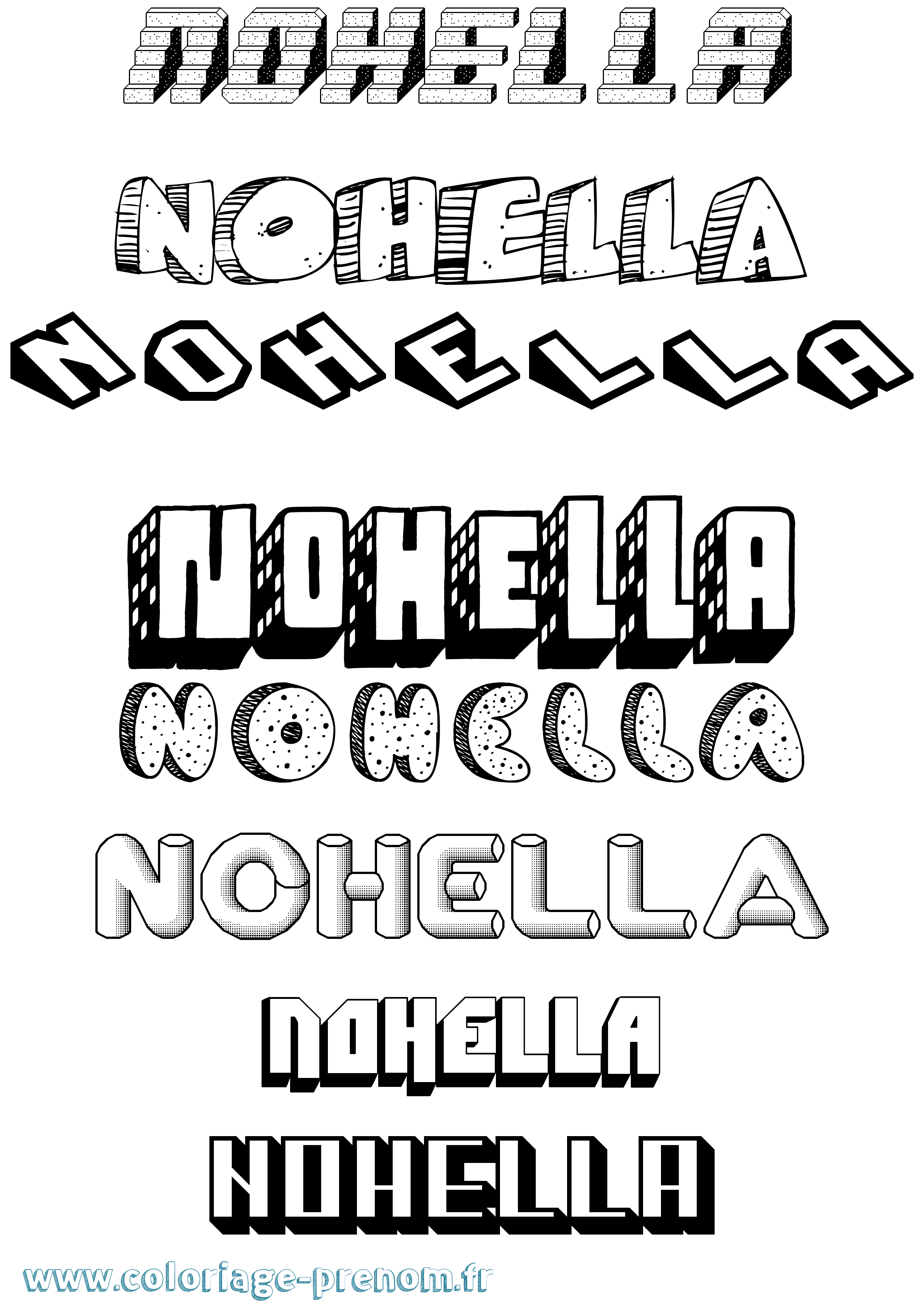 Coloriage Nohella Effet 3D Coloriage prénom Nohella Effet 3D