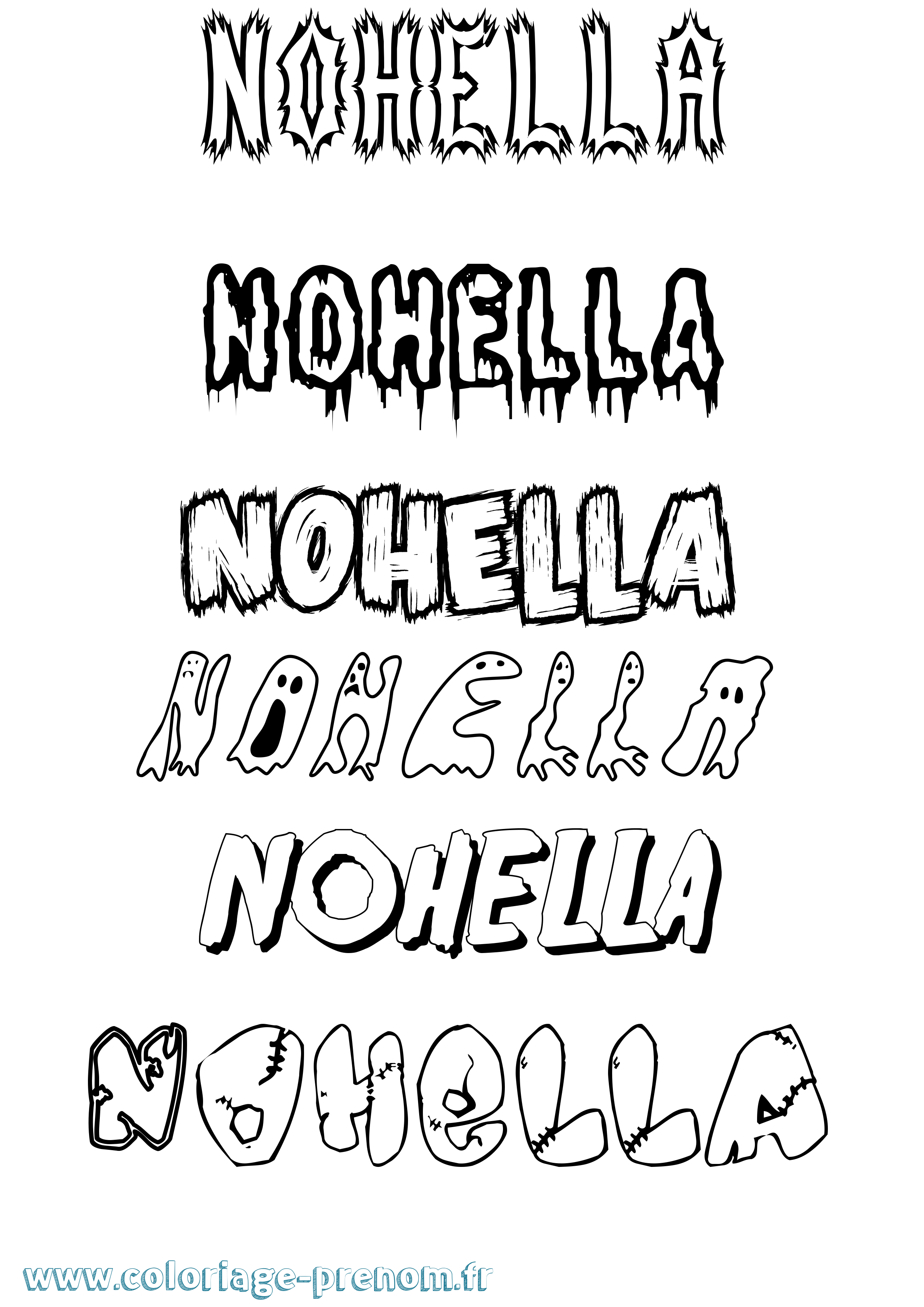 Coloriage Nohella Frisson Coloriage prénom Nohella Frisson