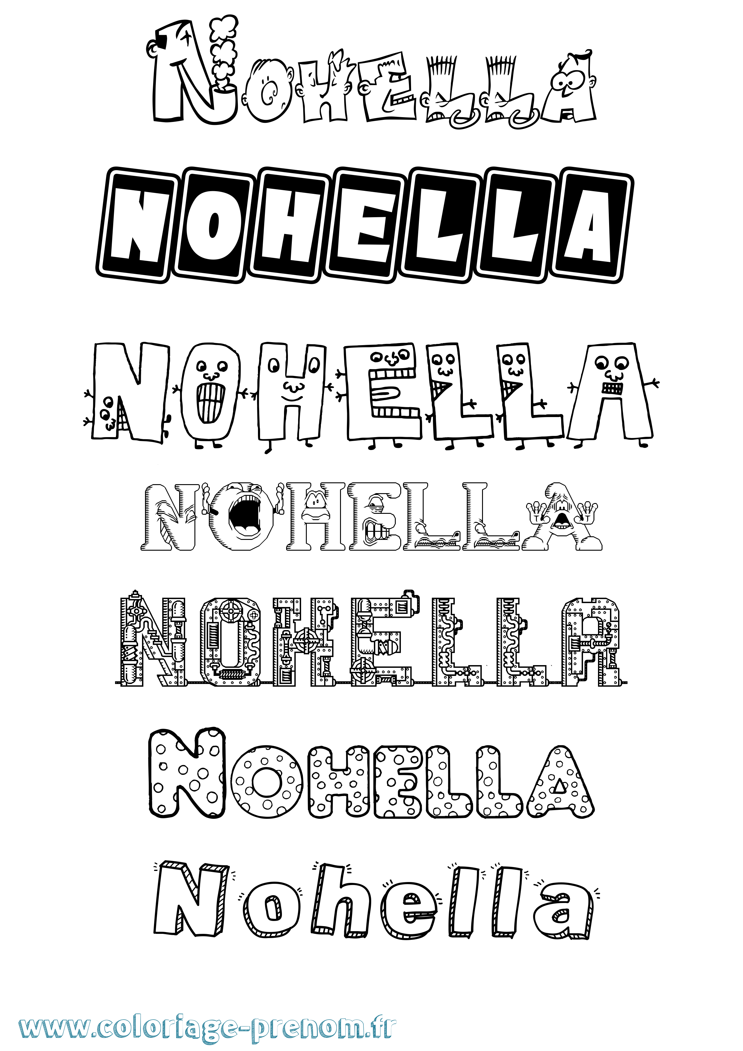 Coloriage Nohella Fun Coloriage prénom Nohella Fun