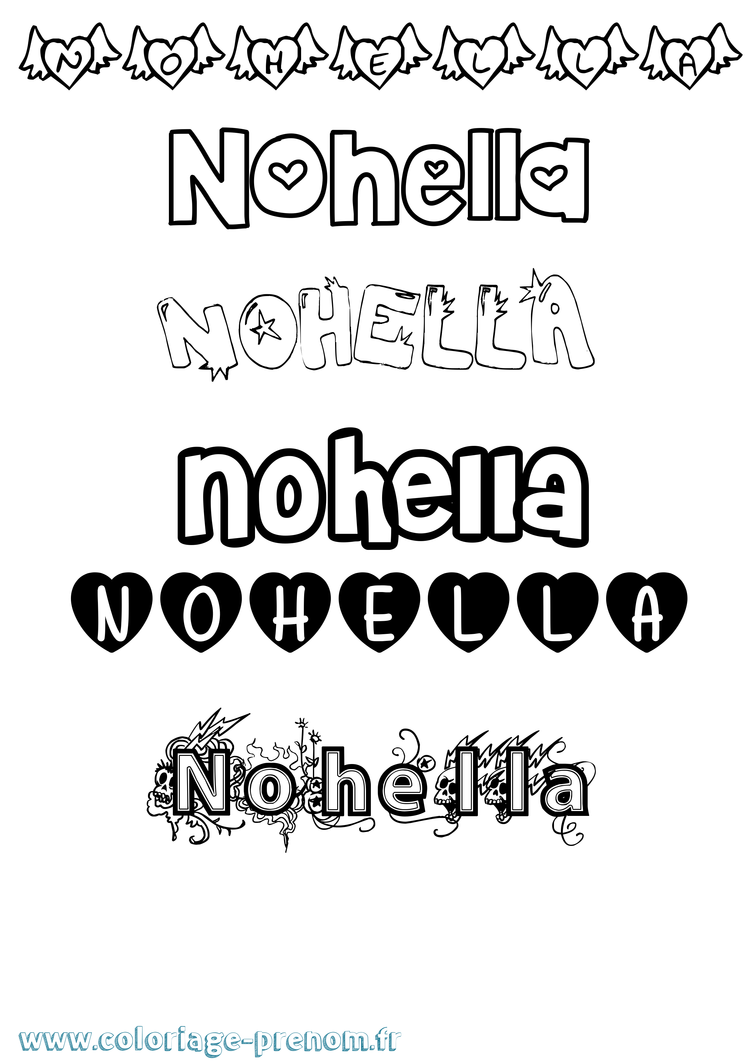 Coloriage Nohella Girly Coloriage prénom Nohella Girly