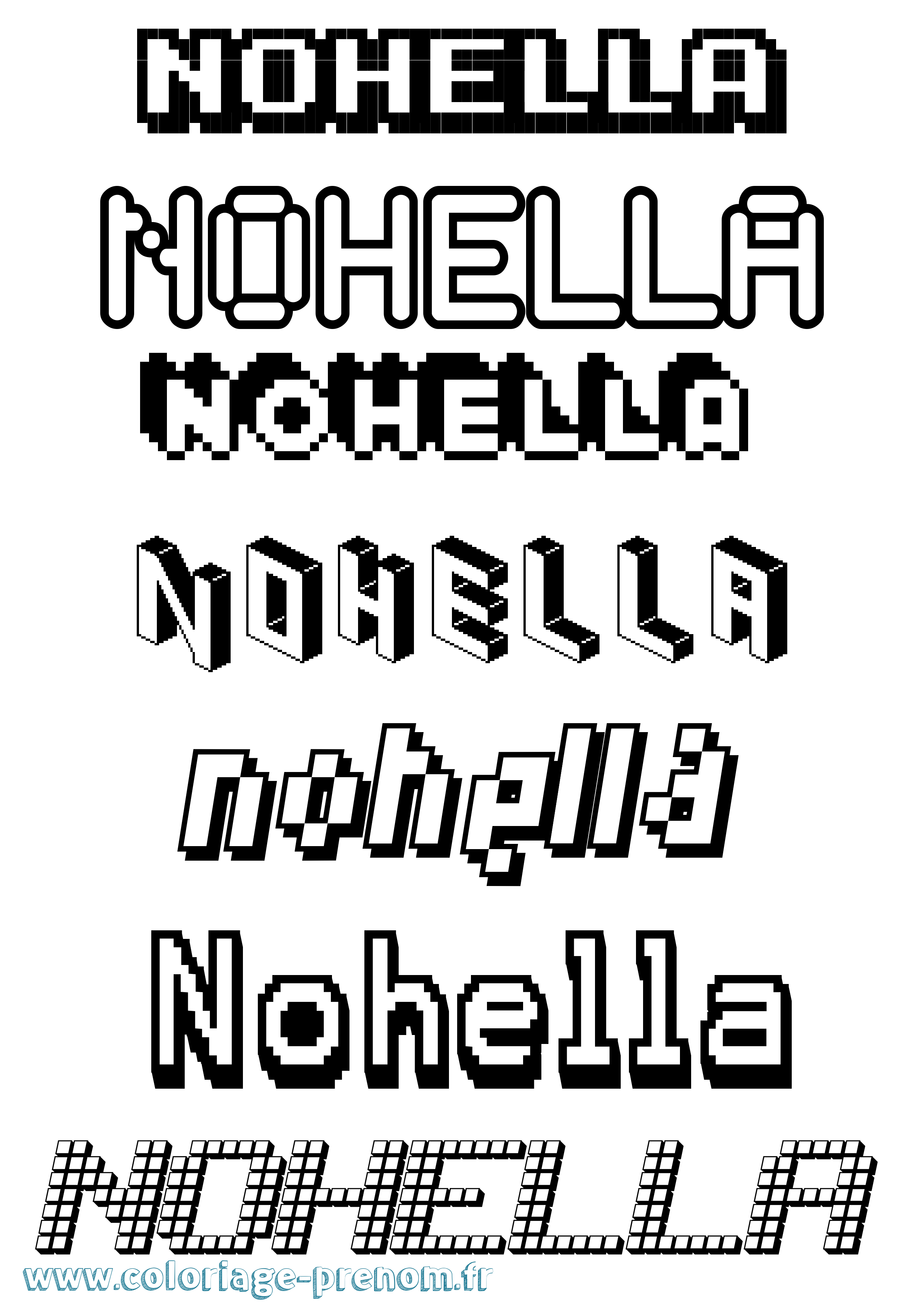 Coloriage Nohella Pixel Coloriage prénom Nohella Pixel