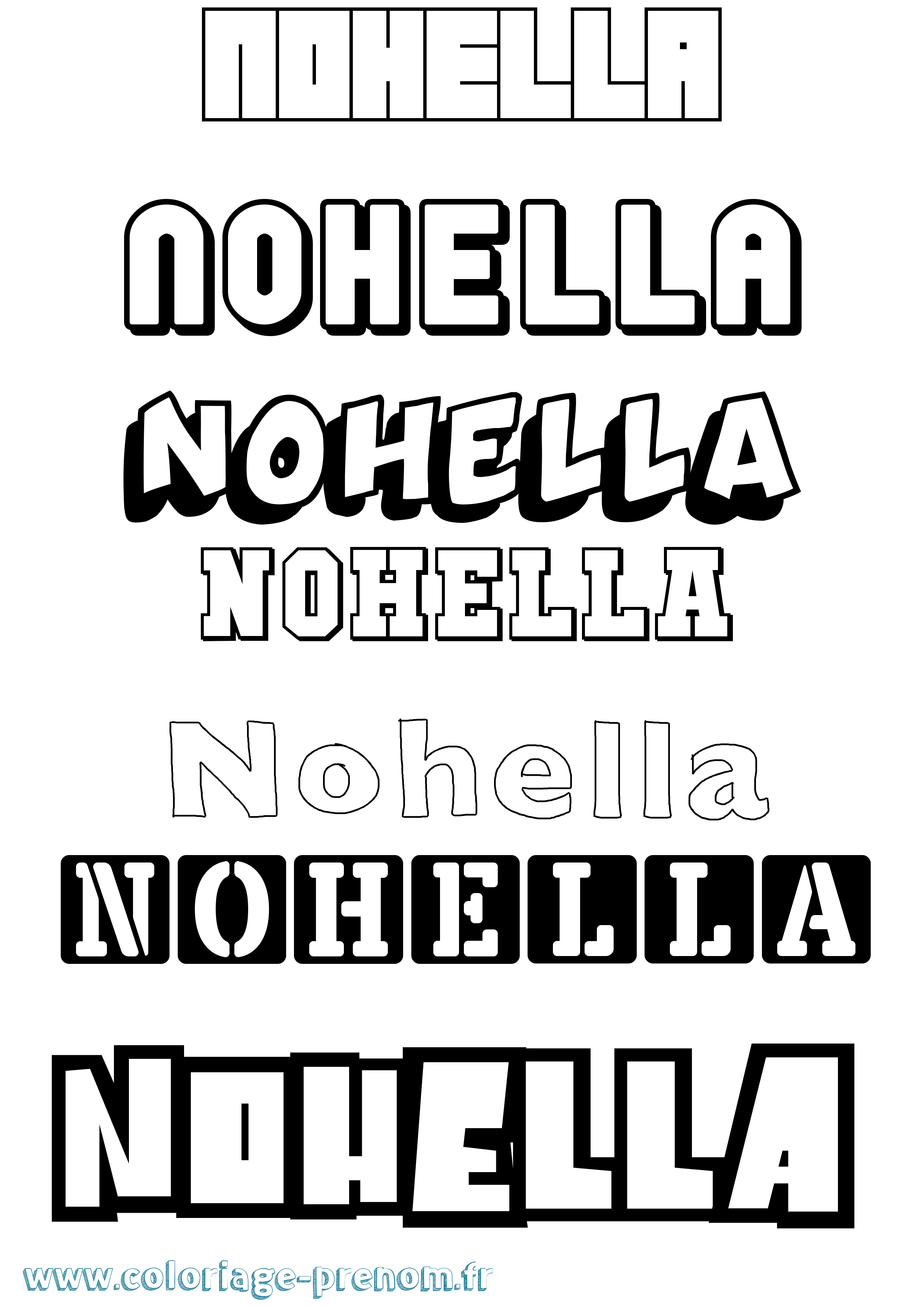 Coloriage Nohella Simple Coloriage prénom Nohella Simple