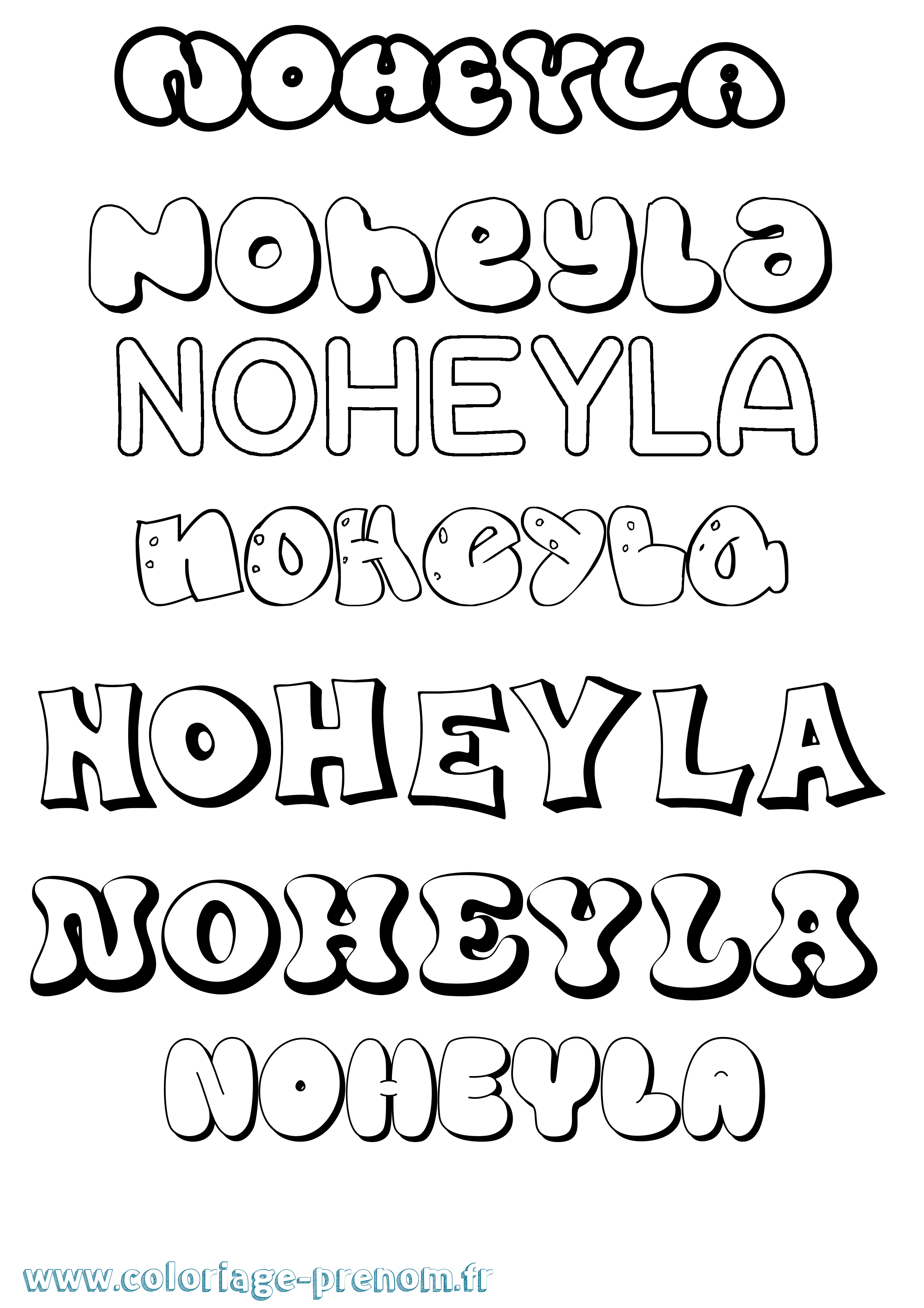 Coloriage Noheyla Bubble Coloriage prénom Noheyla Bubble