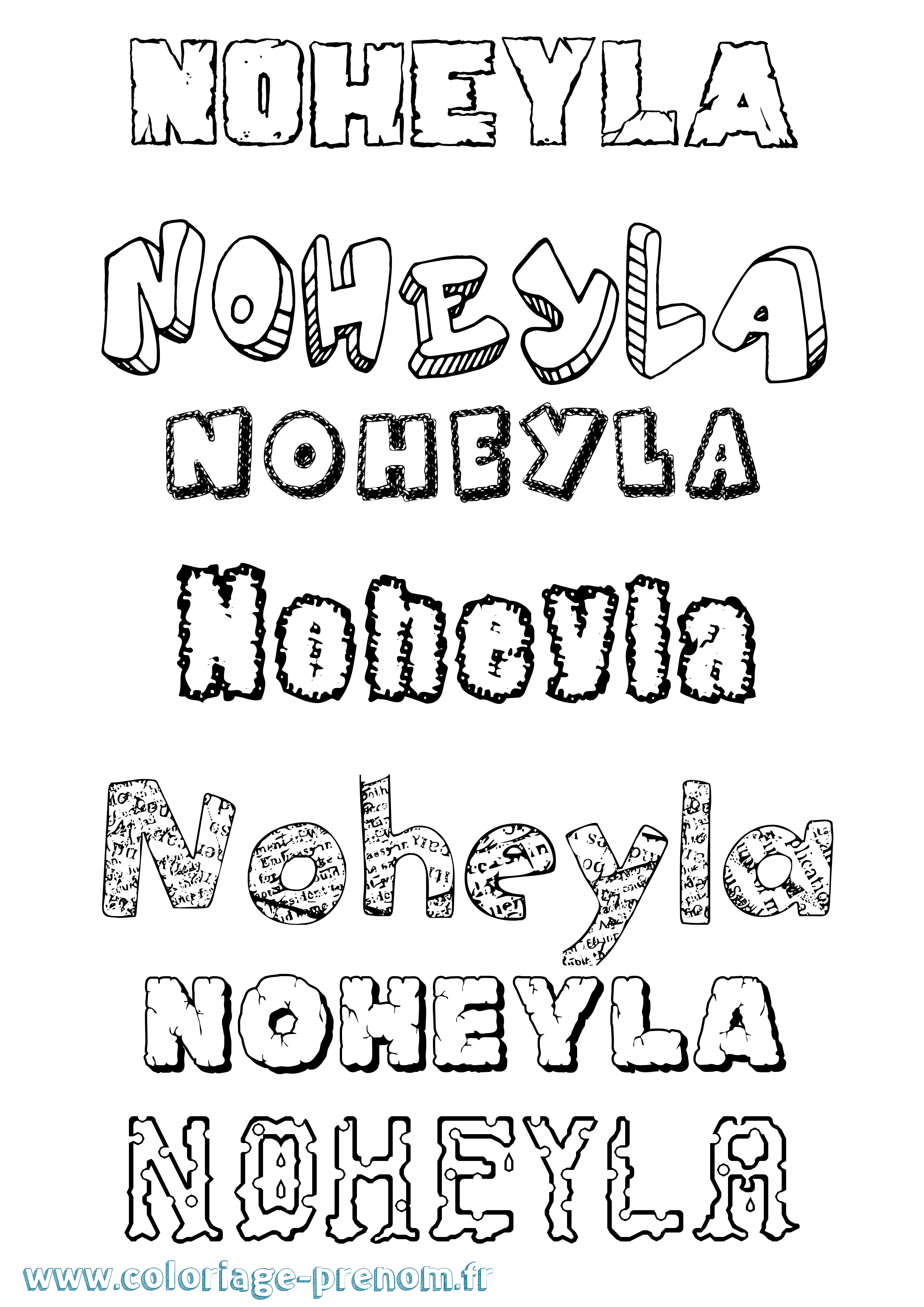 Coloriage Noheyla Destructuré Coloriage prénom Noheyla Destructuré
