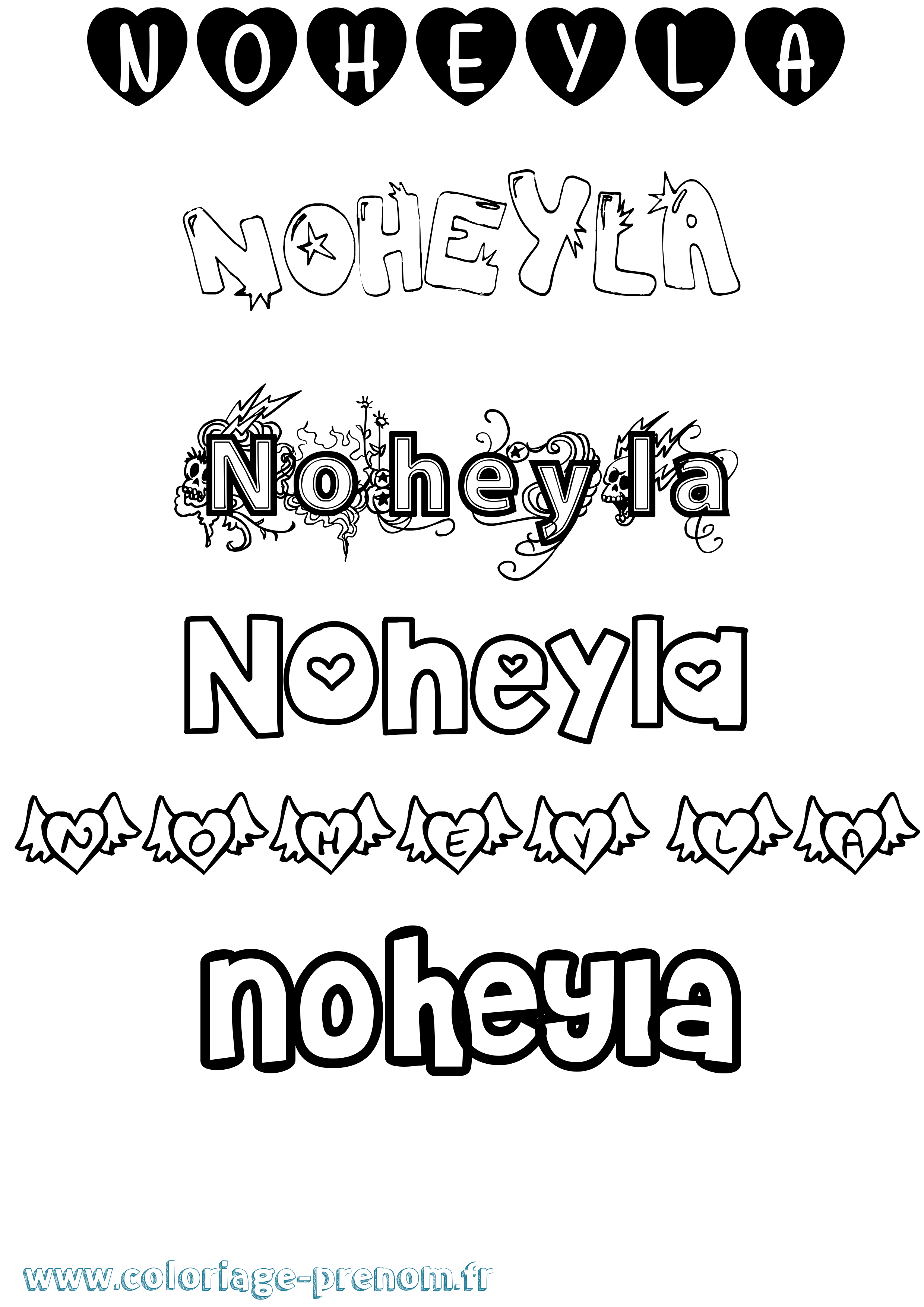 Coloriage Noheyla Girly Coloriage prénom Noheyla Girly