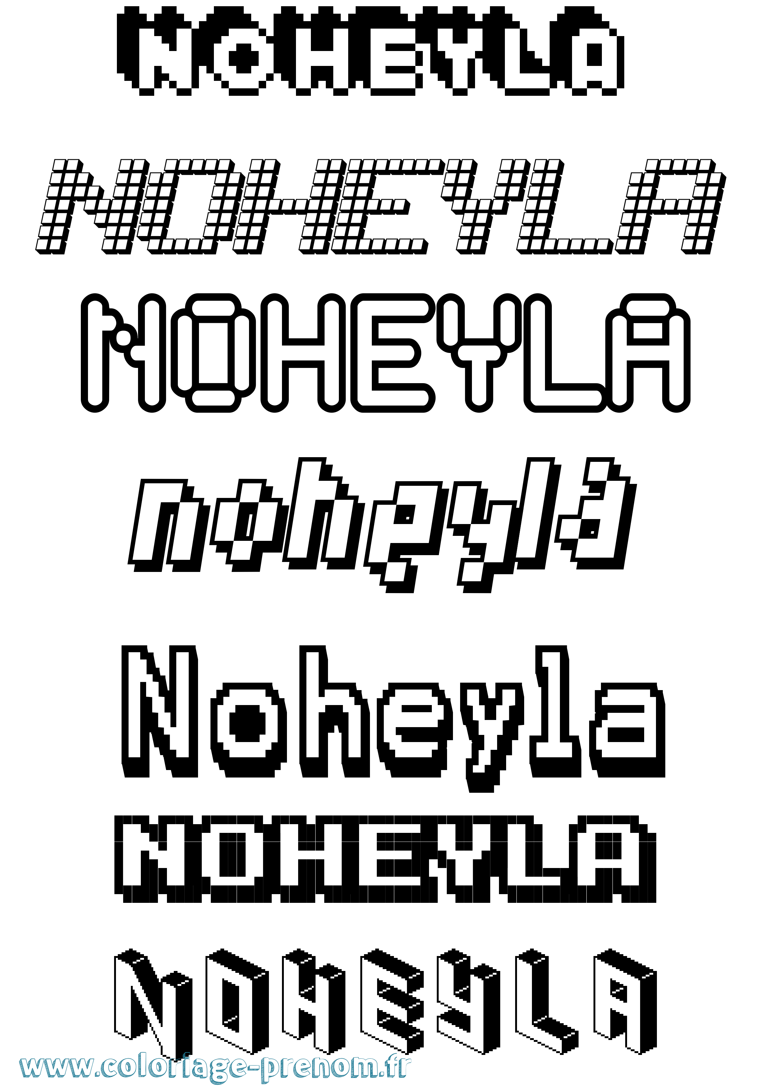Coloriage Noheyla Pixel Coloriage prénom Noheyla Pixel