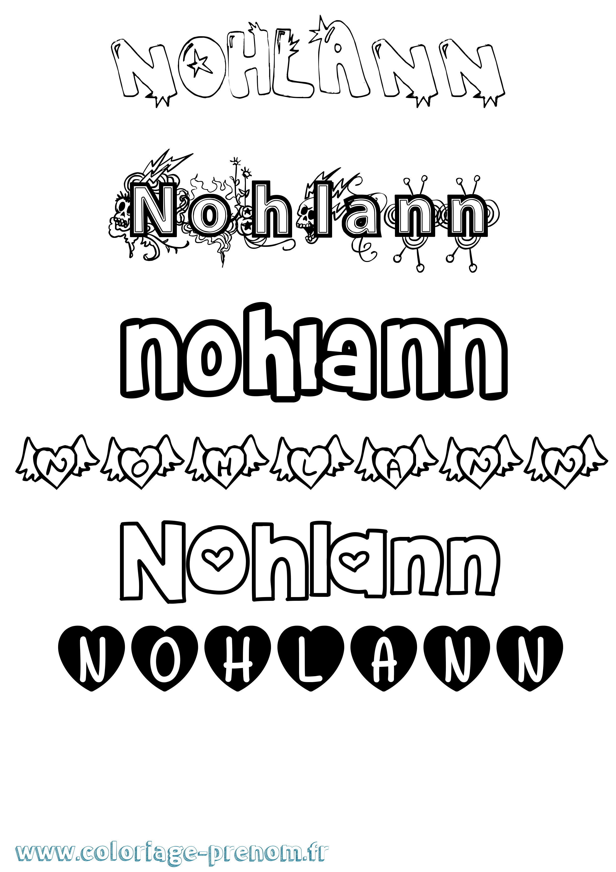 Coloriage Nohlann Girly Coloriage prénom Nohlann Girly