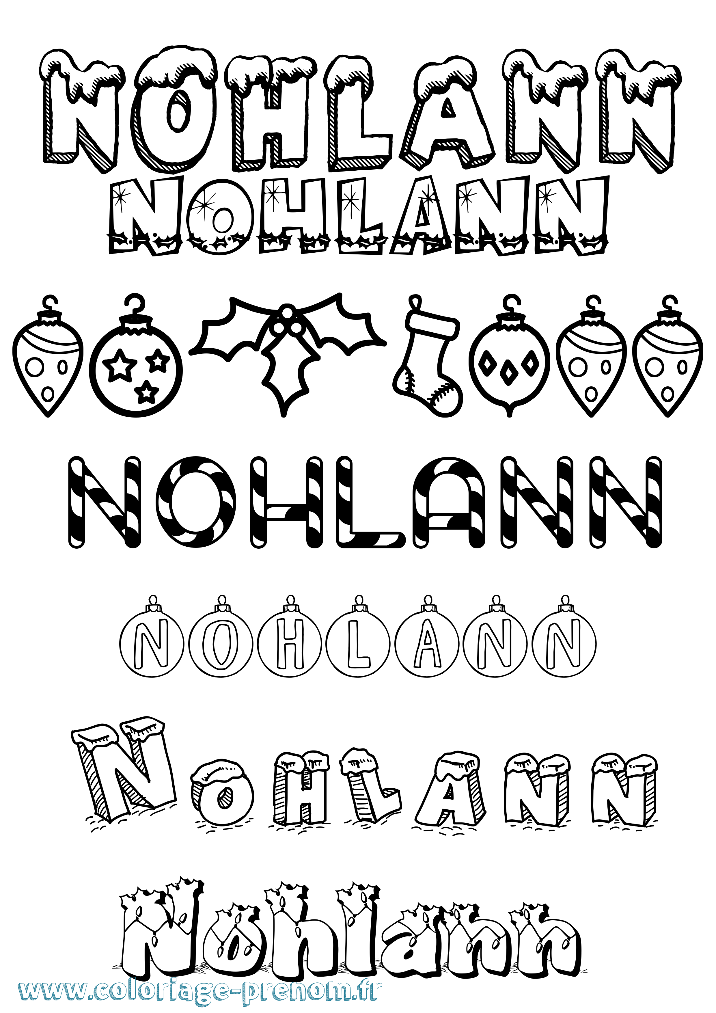 Coloriage Nohlann Noël Coloriage prénom Nohlann Noël