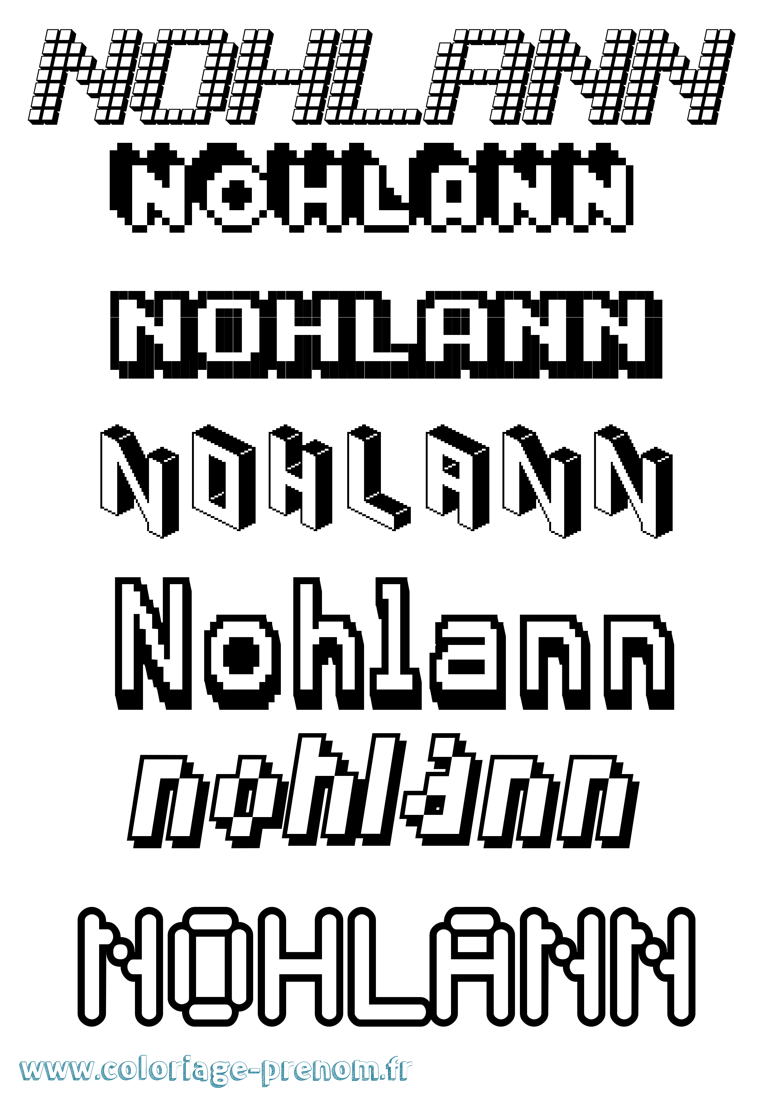 Coloriage Nohlann Pixel Coloriage prénom Nohlann Pixel
