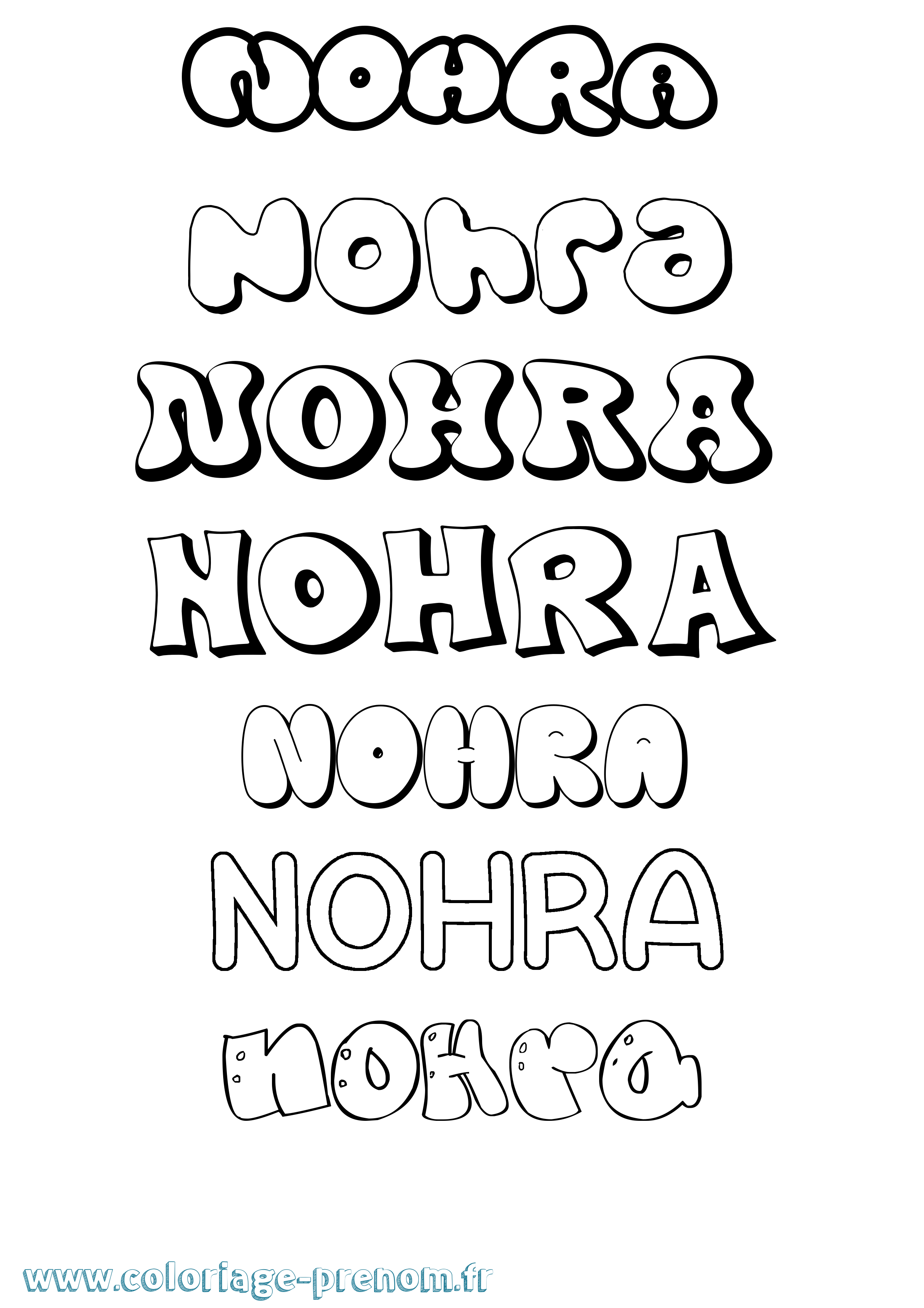 Coloriage Nohra Bubble Coloriage prénom Nohra Bubble