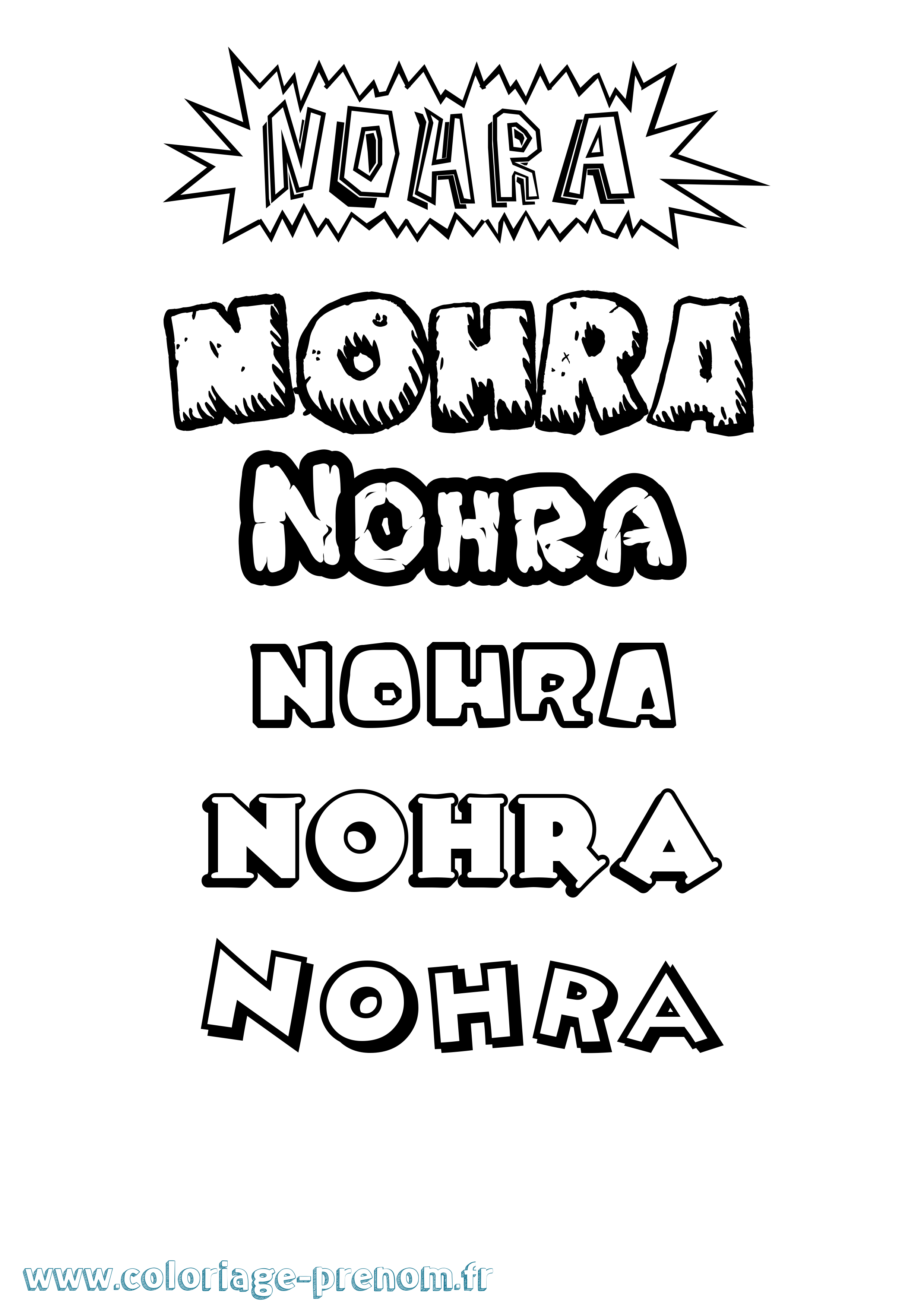 Coloriage Nohra Dessin Animé Coloriage prénom Nohra Dessin Animé
