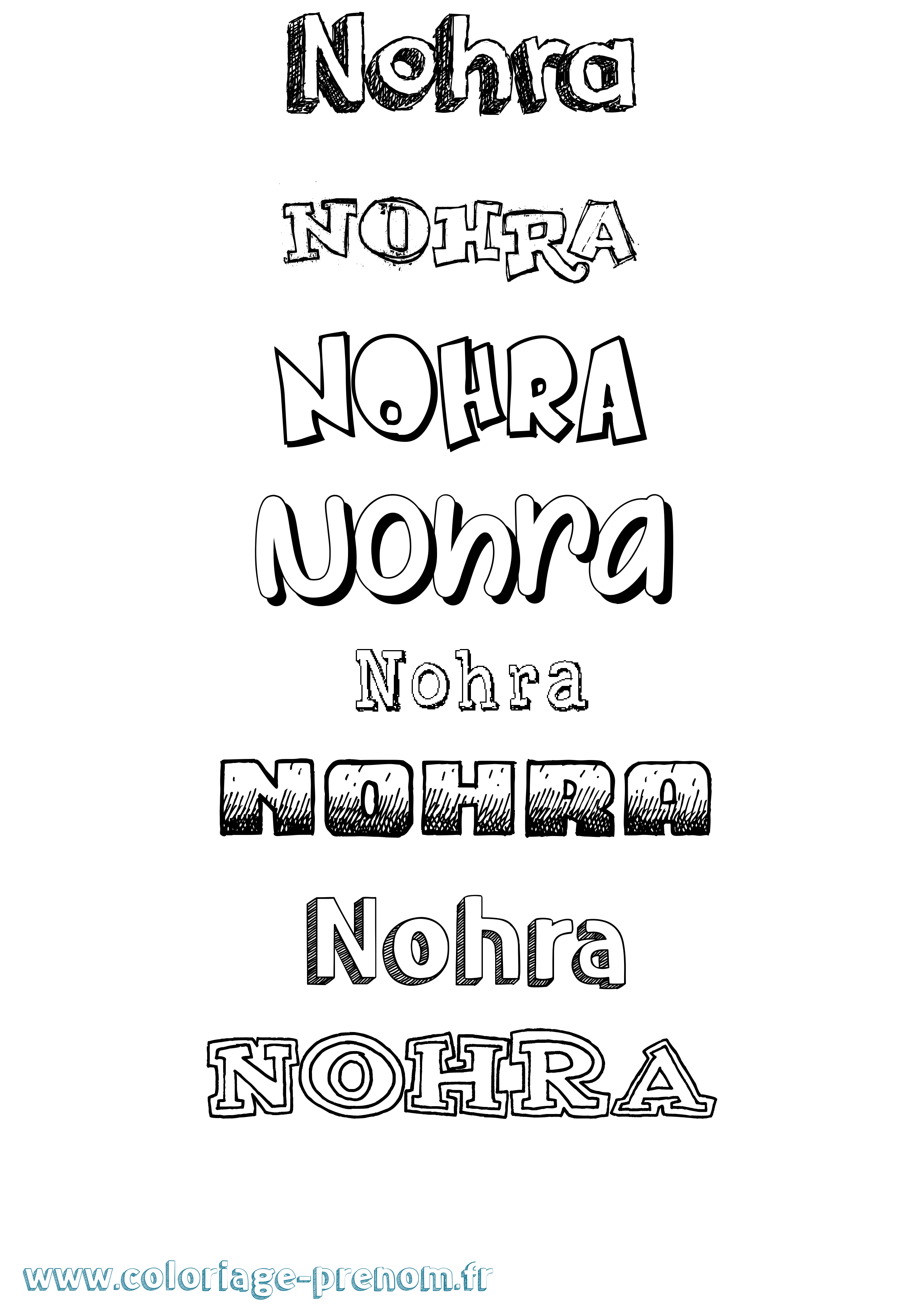Coloriage Nohra Dessiné Coloriage prénom Nohra Dessiné
