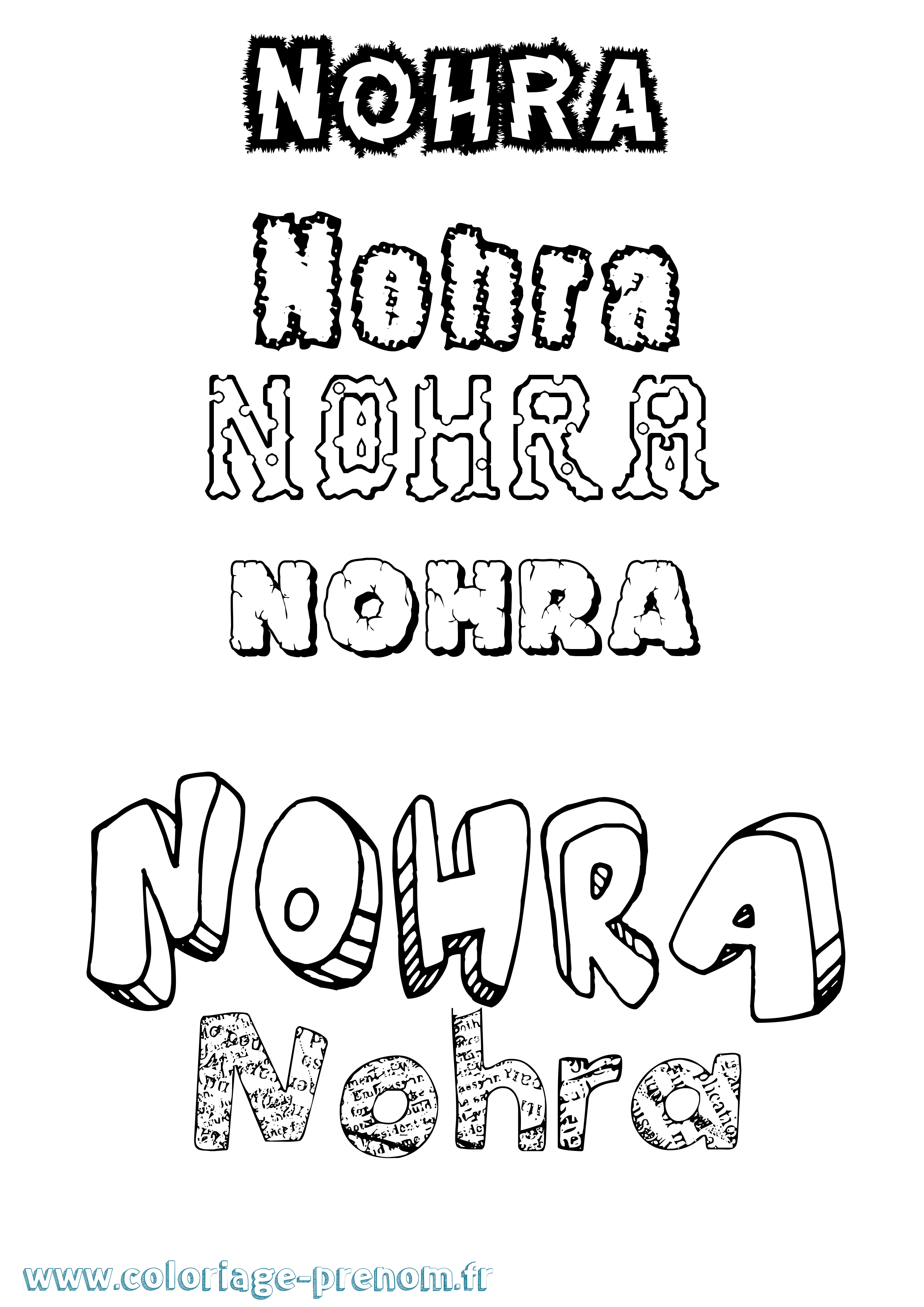 Coloriage Nohra Destructuré Coloriage prénom Nohra Destructuré