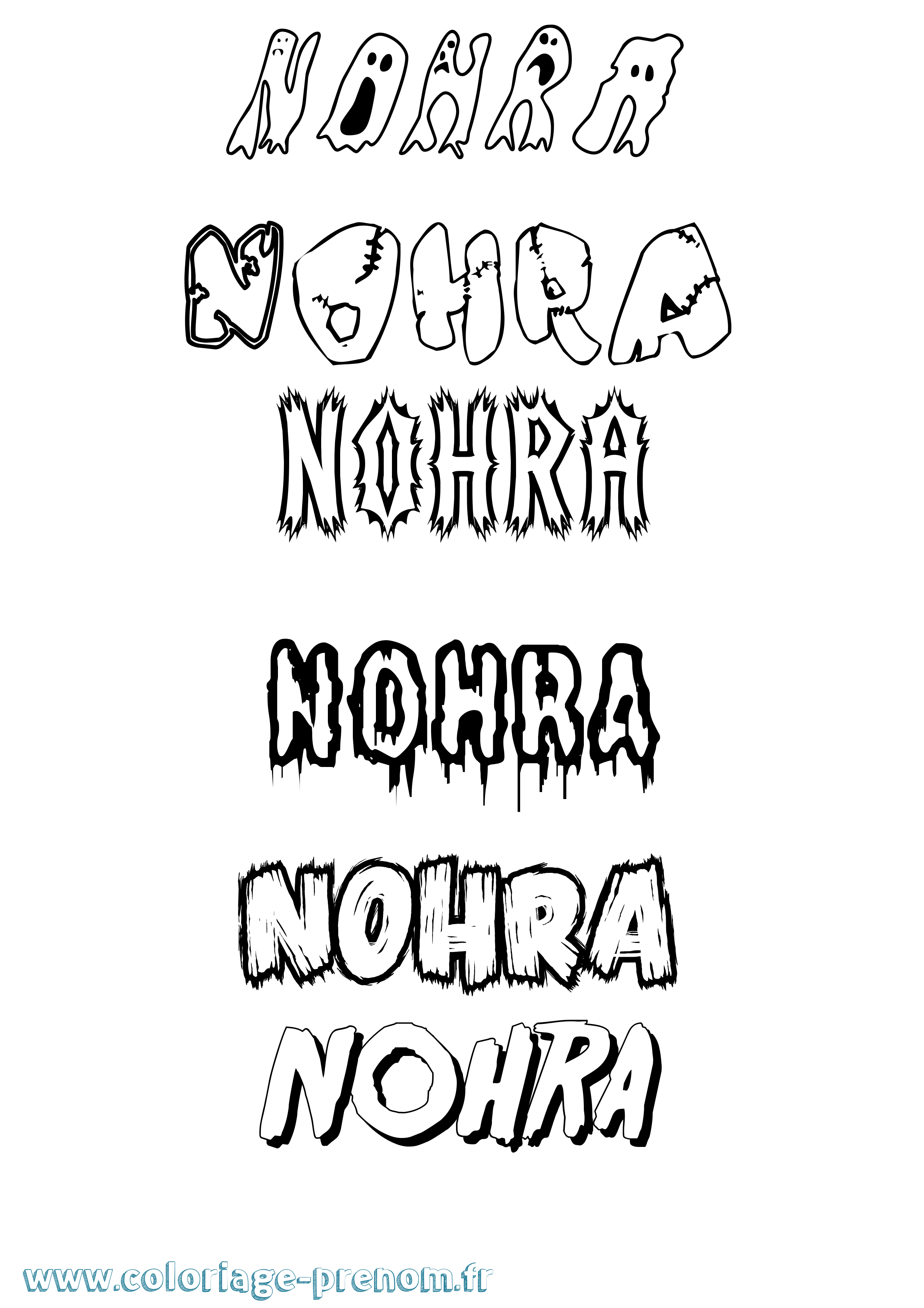 Coloriage Nohra Frisson Coloriage prénom Nohra Frisson