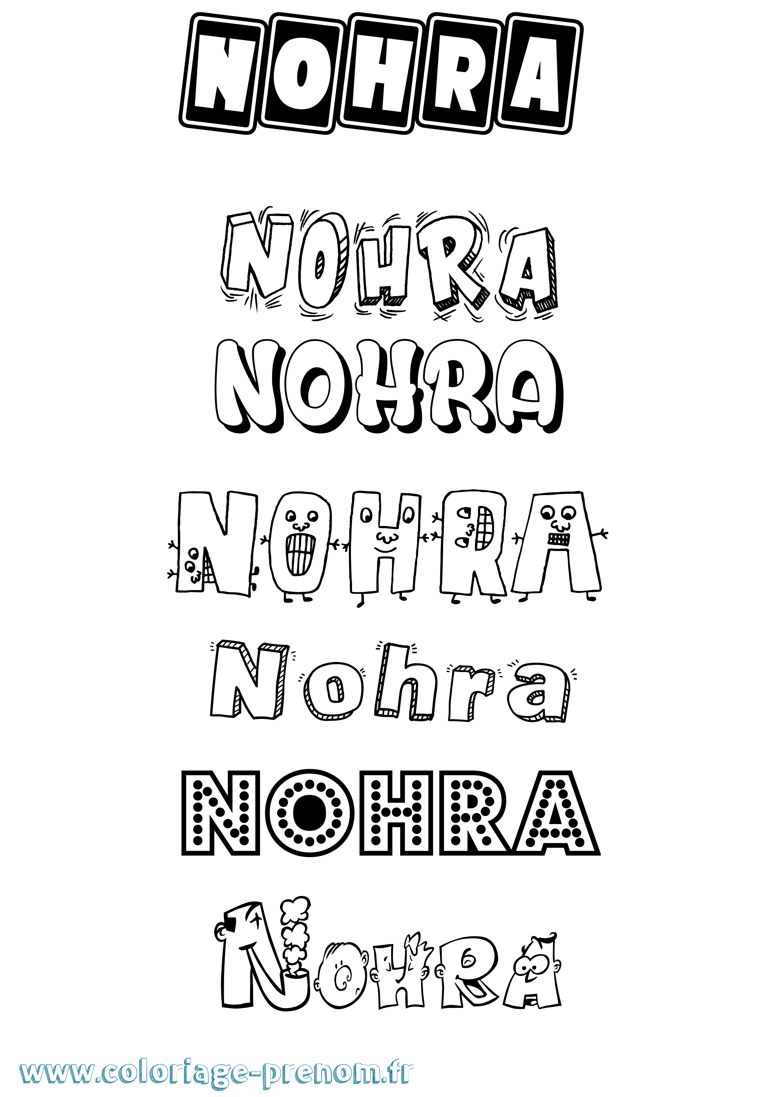 Coloriage Nohra Fun Coloriage prénom Nohra Fun