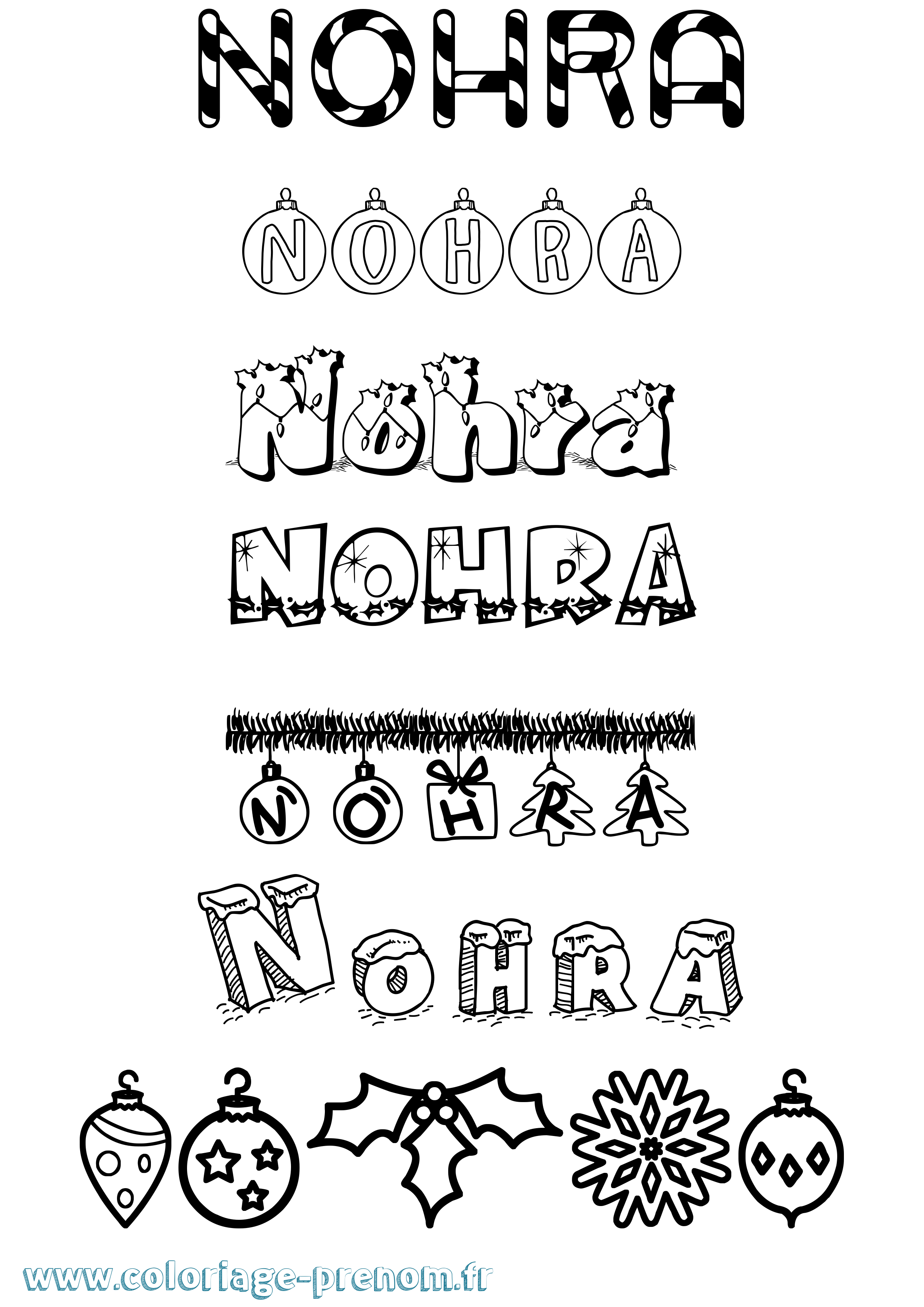 Coloriage Nohra Noël Coloriage prénom Nohra Noël