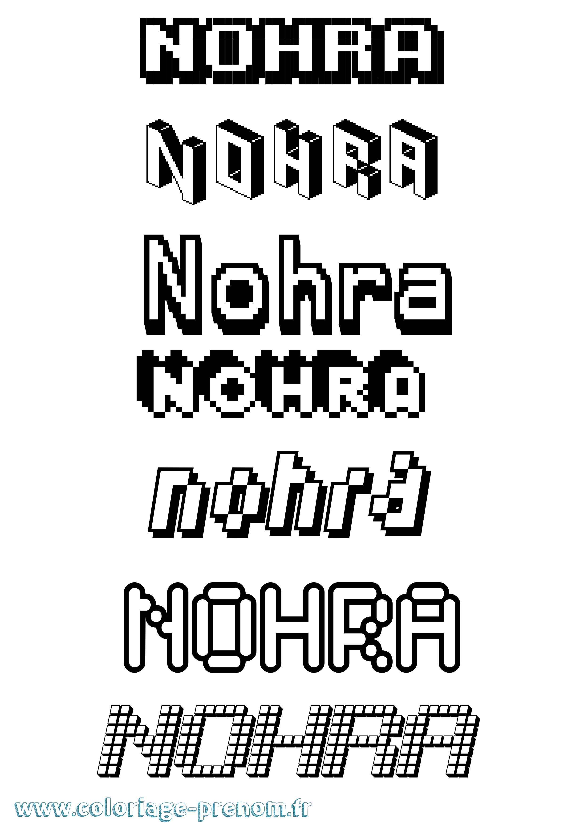Coloriage Nohra Pixel Coloriage prénom Nohra Pixel
