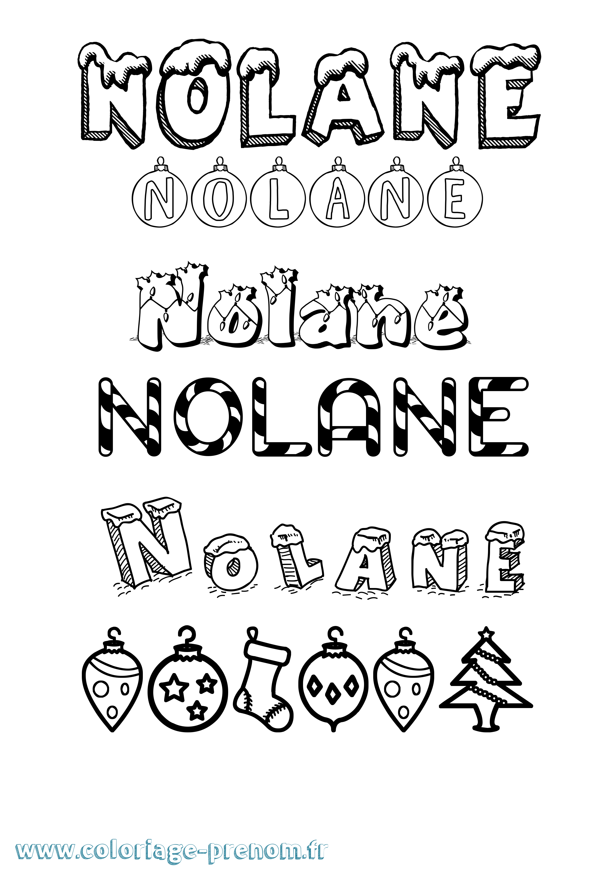 Coloriage Nolane Noël Coloriage prénom Nolane Noël