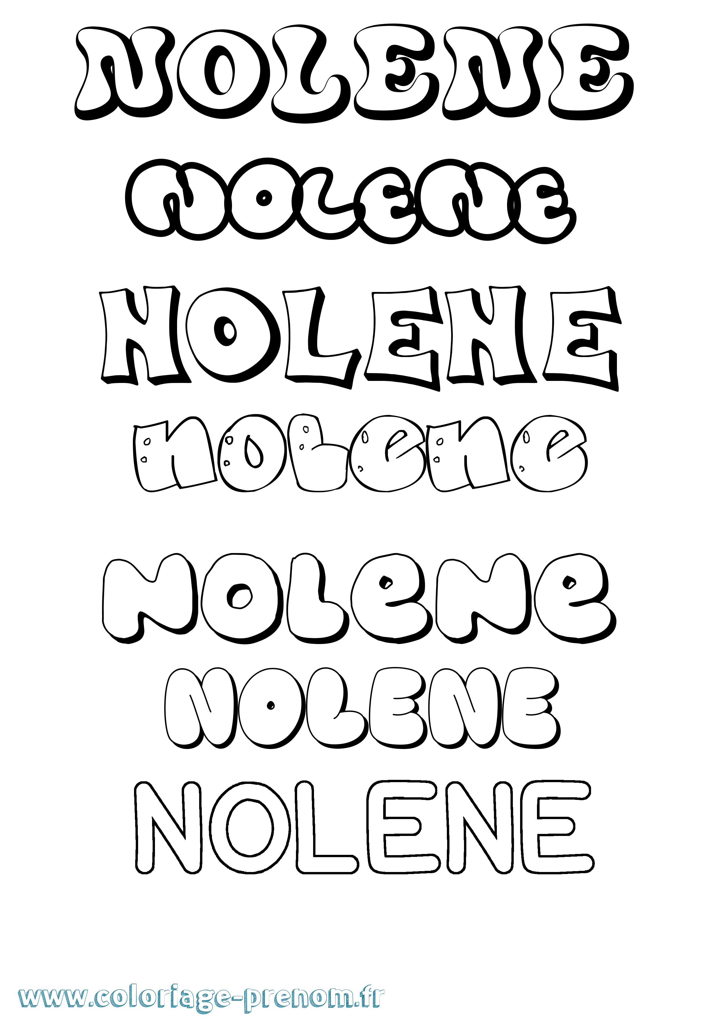 Coloriage Nolene Bubble Coloriage prénom Nolene Bubble