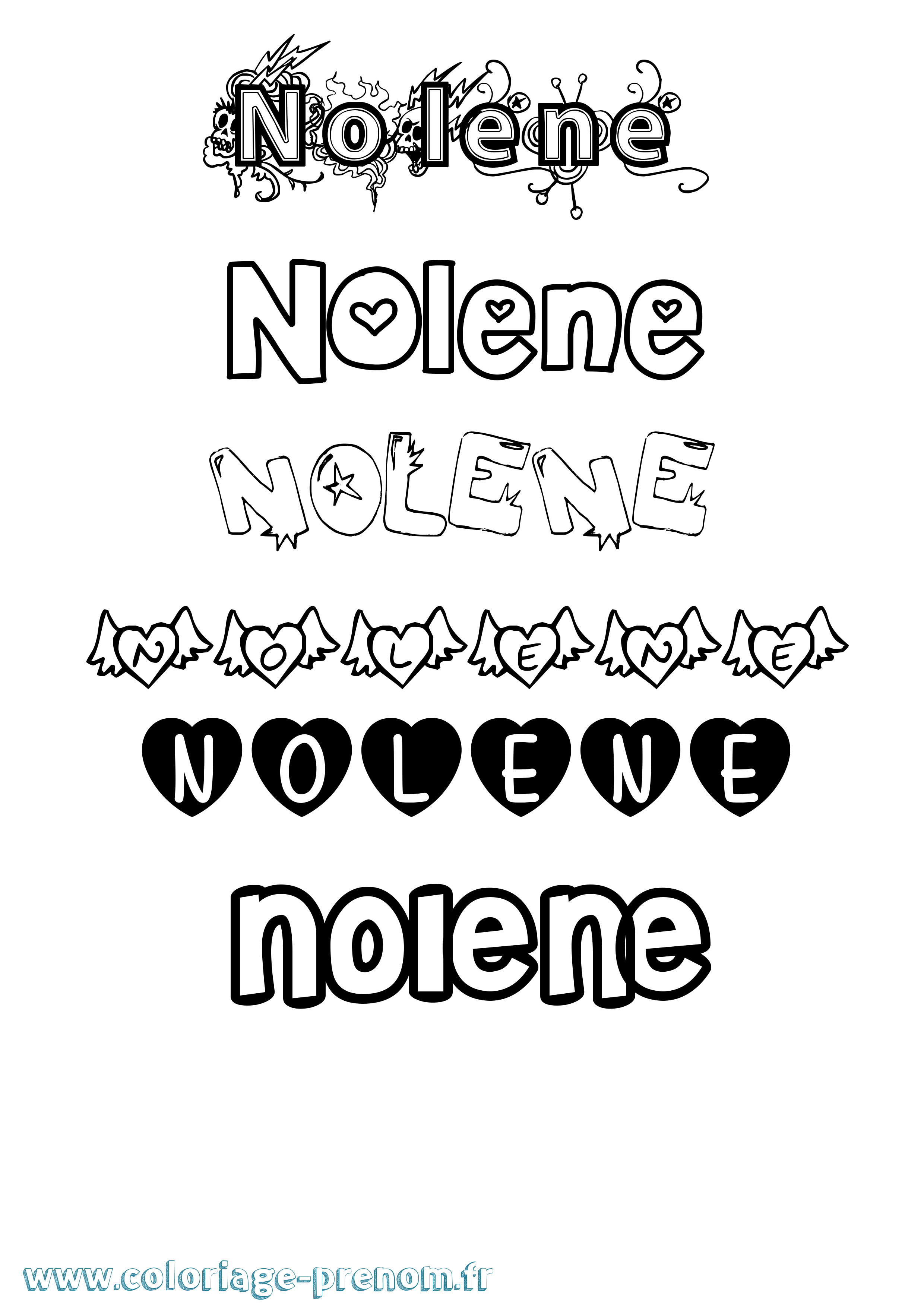 Coloriage Nolene Girly Coloriage prénom Nolene Girly
