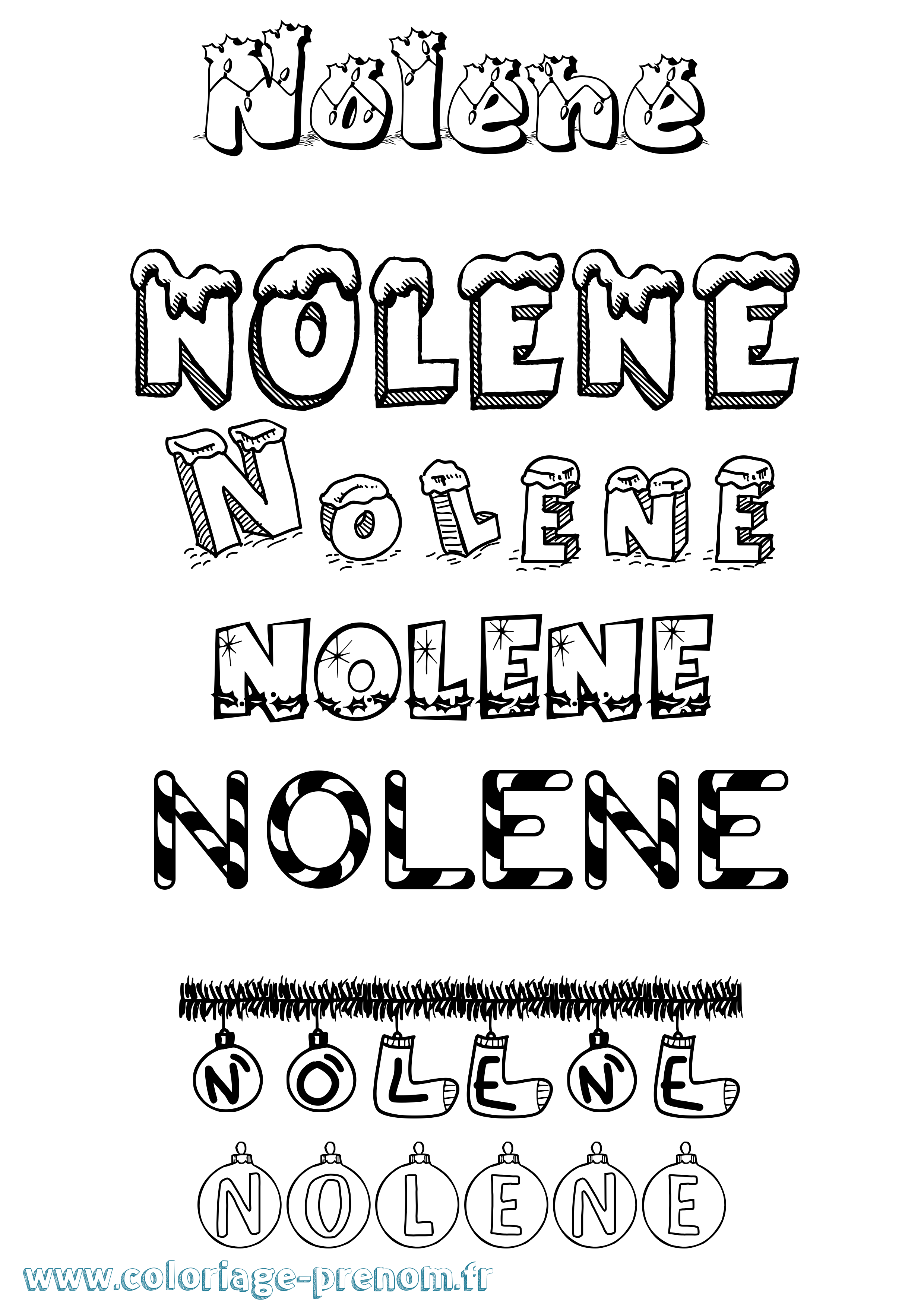 Coloriage Nolene Noël Coloriage prénom Nolene Noël