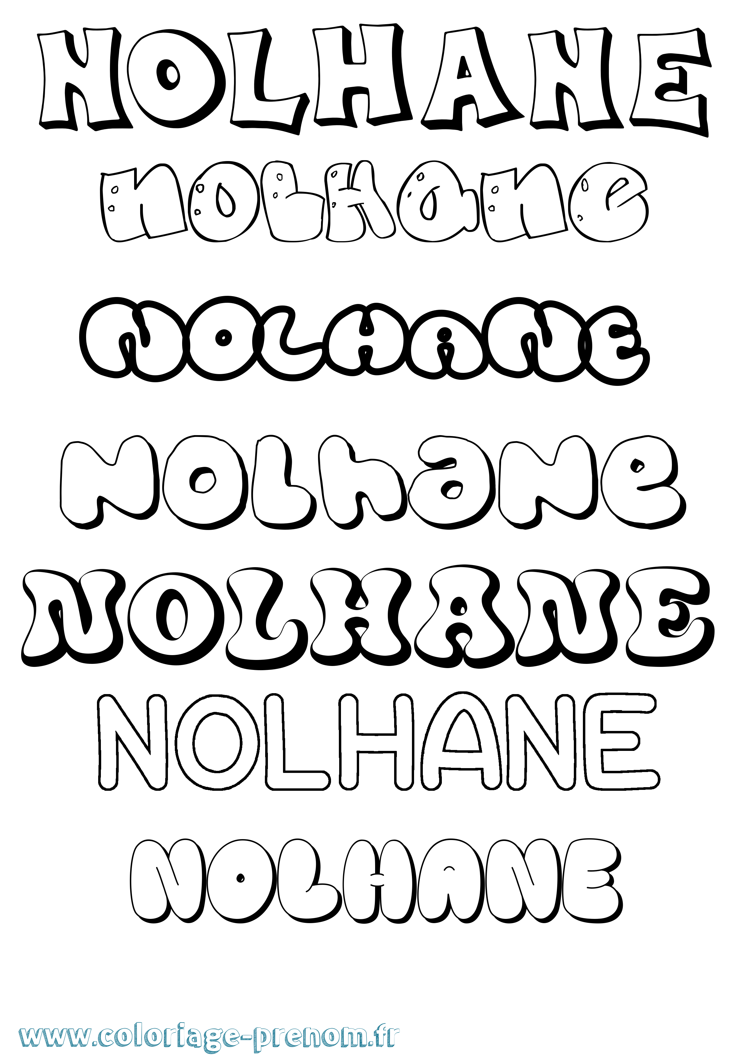 Coloriage Nolhane Bubble Coloriage prénom Nolhane Bubble
