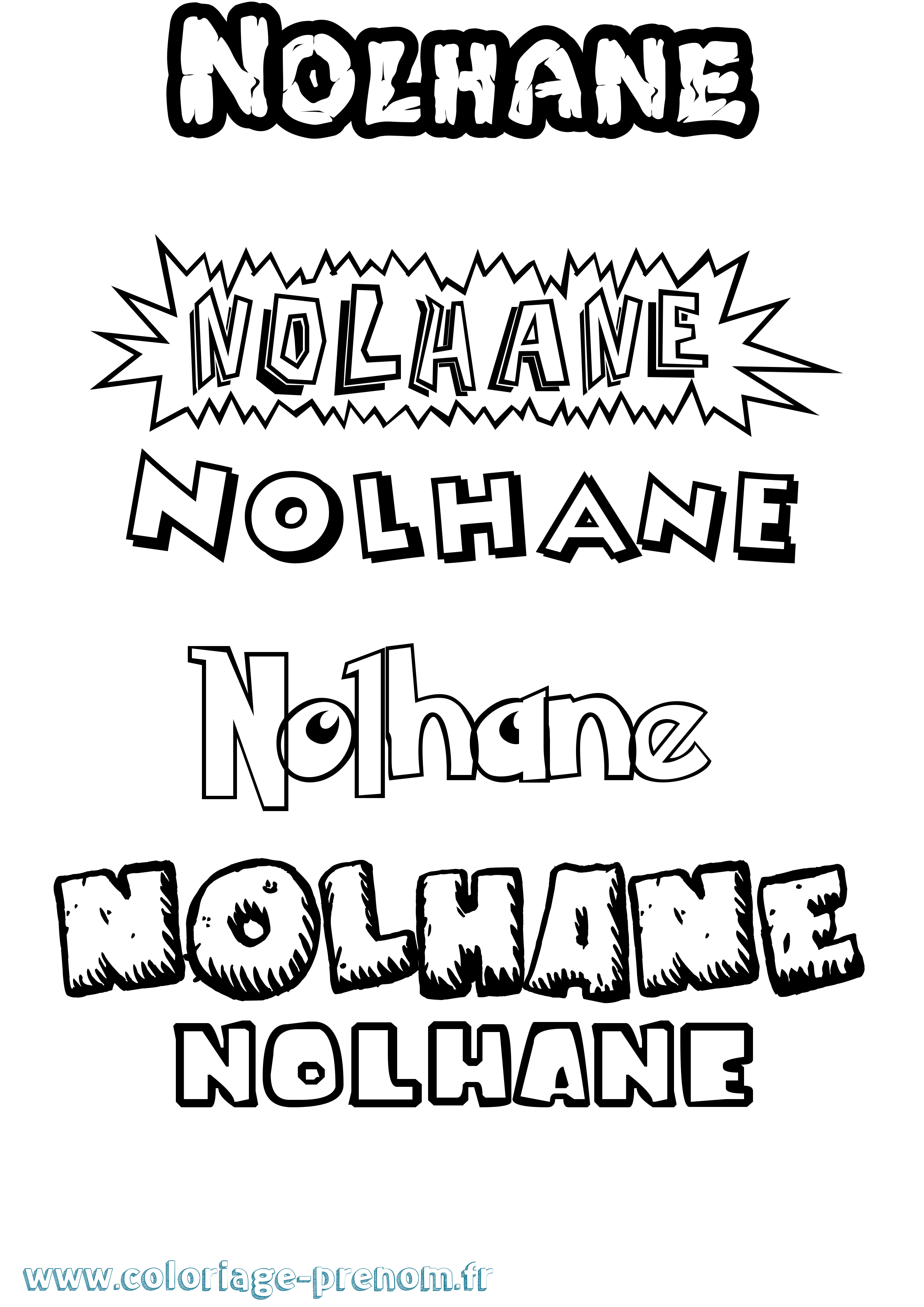 Coloriage Nolhane Dessin Animé Coloriage prénom Nolhane Dessin Animé