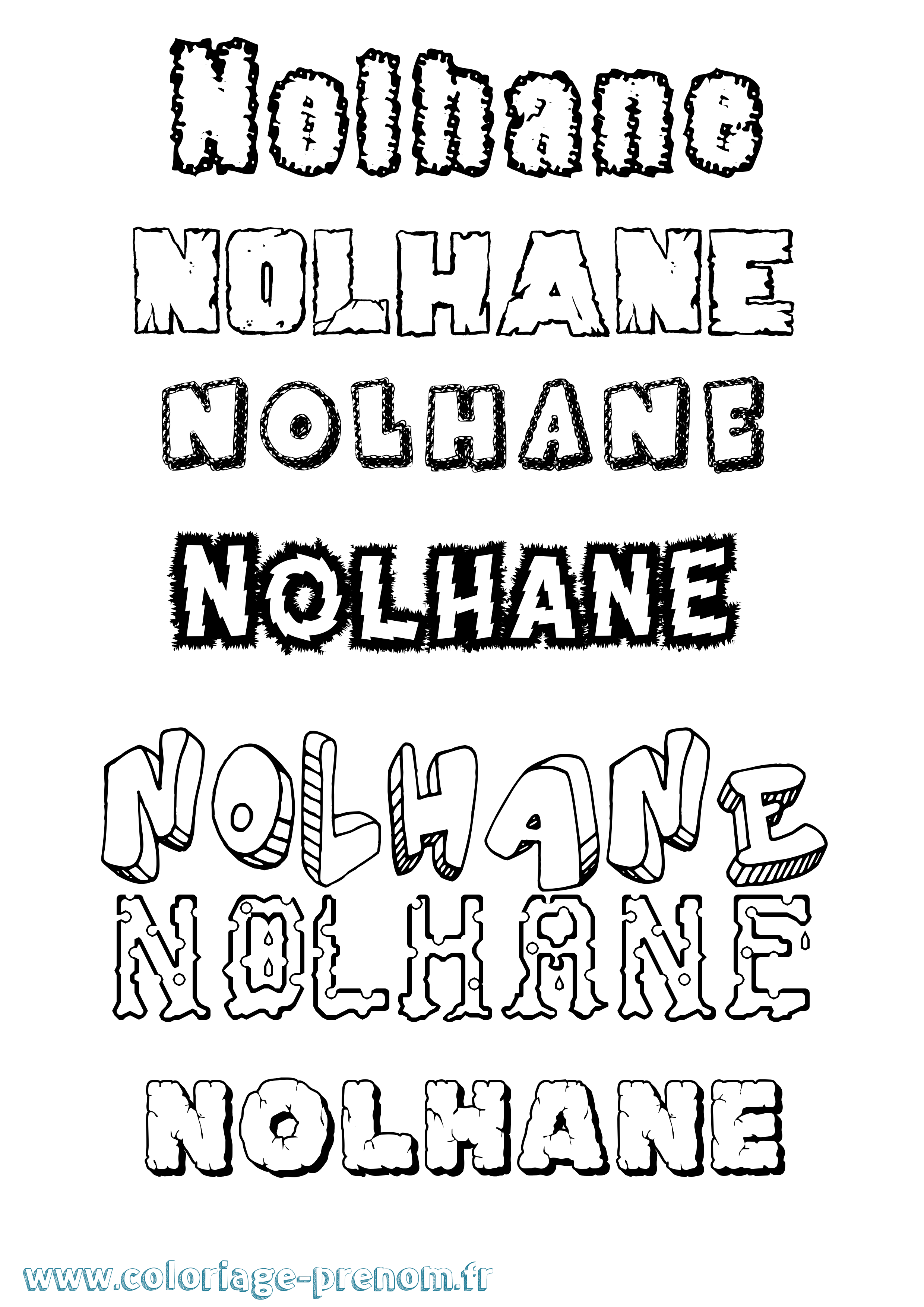 Coloriage Nolhane Destructuré Coloriage prénom Nolhane Destructuré
