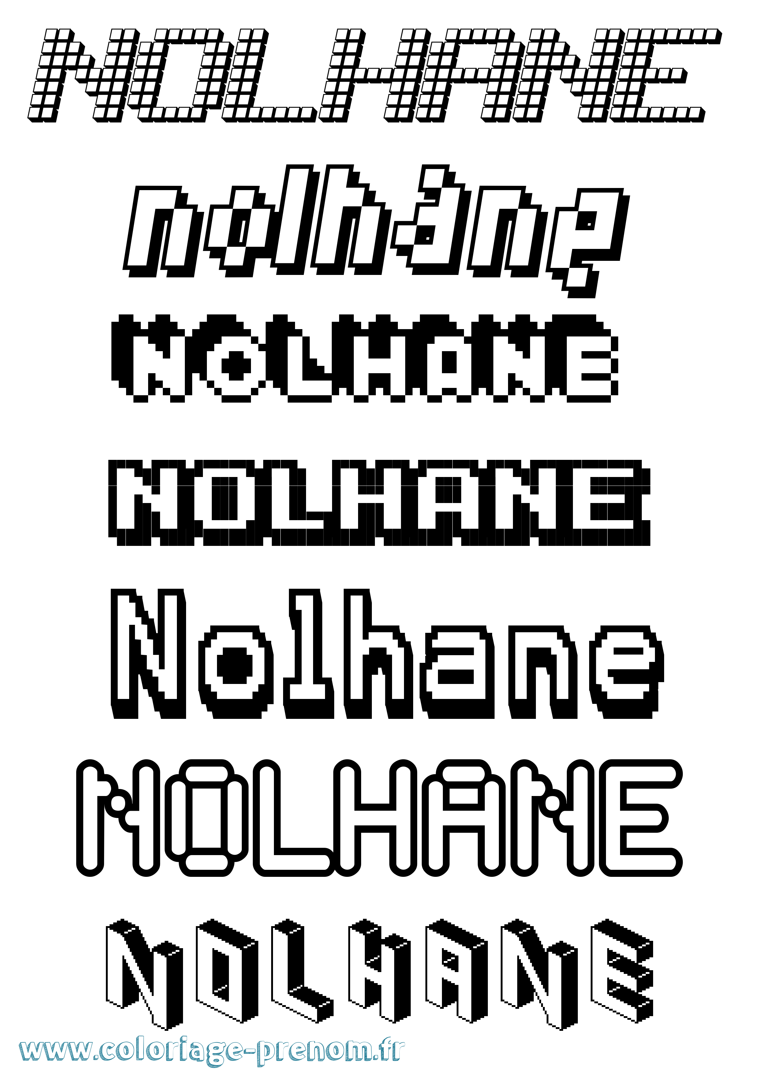 Coloriage Nolhane Pixel Coloriage prénom Nolhane Pixel