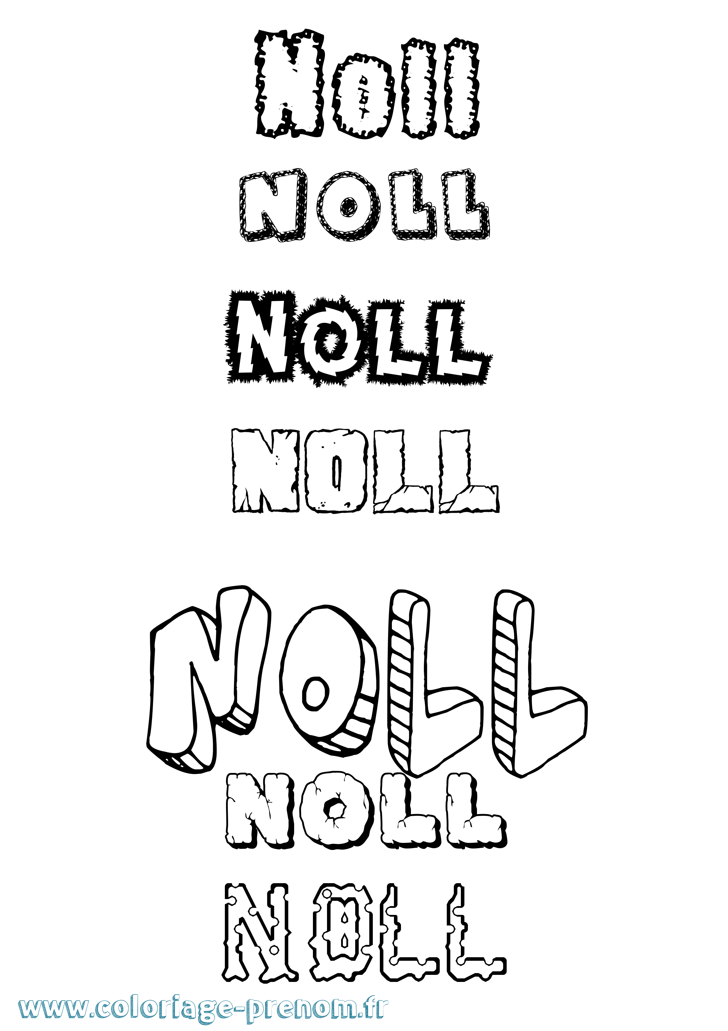 Coloriage Noll Destructuré Coloriage prénom Noll Destructuré