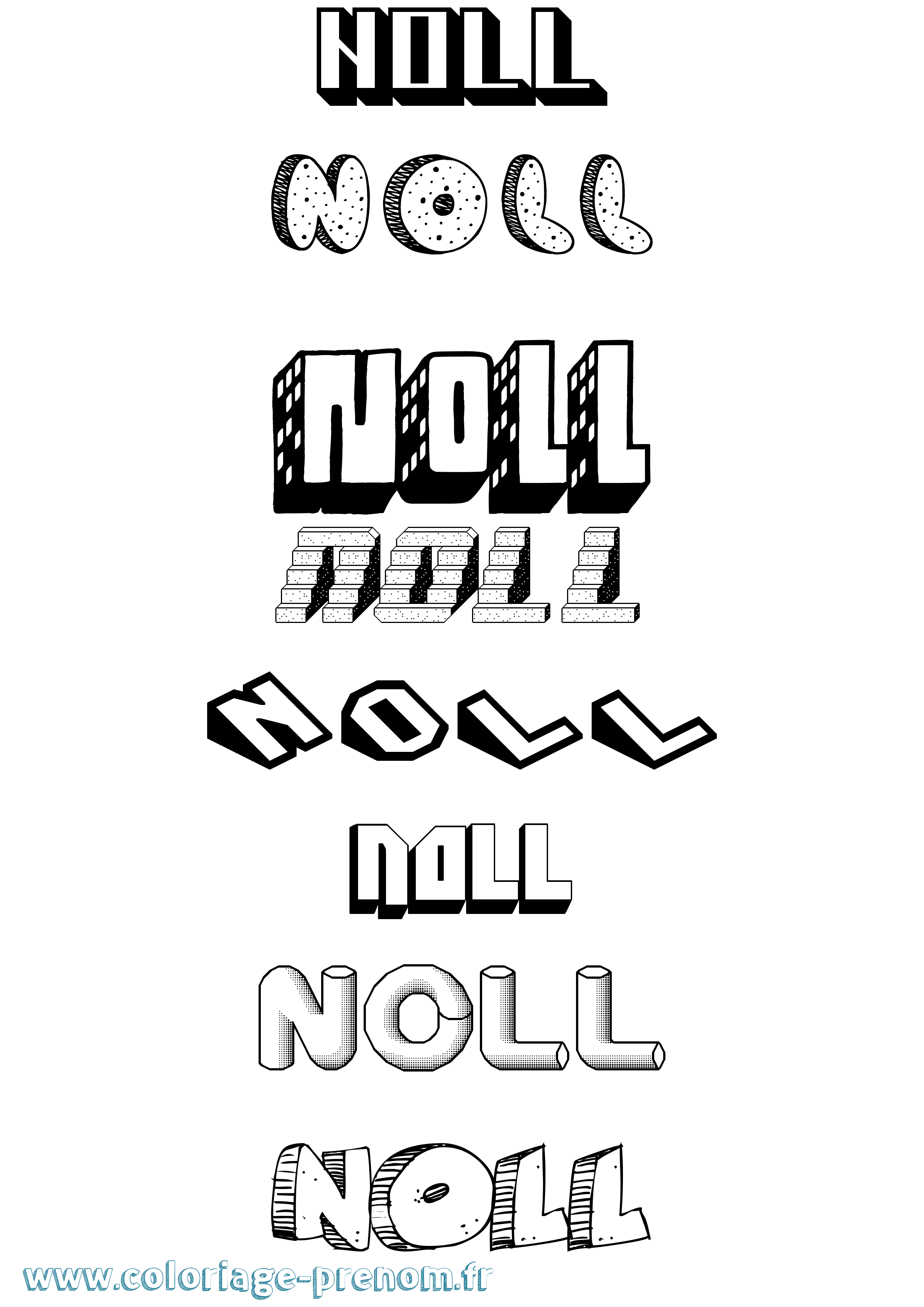 Coloriage Noll Effet 3D Coloriage prénom Noll Effet 3D
