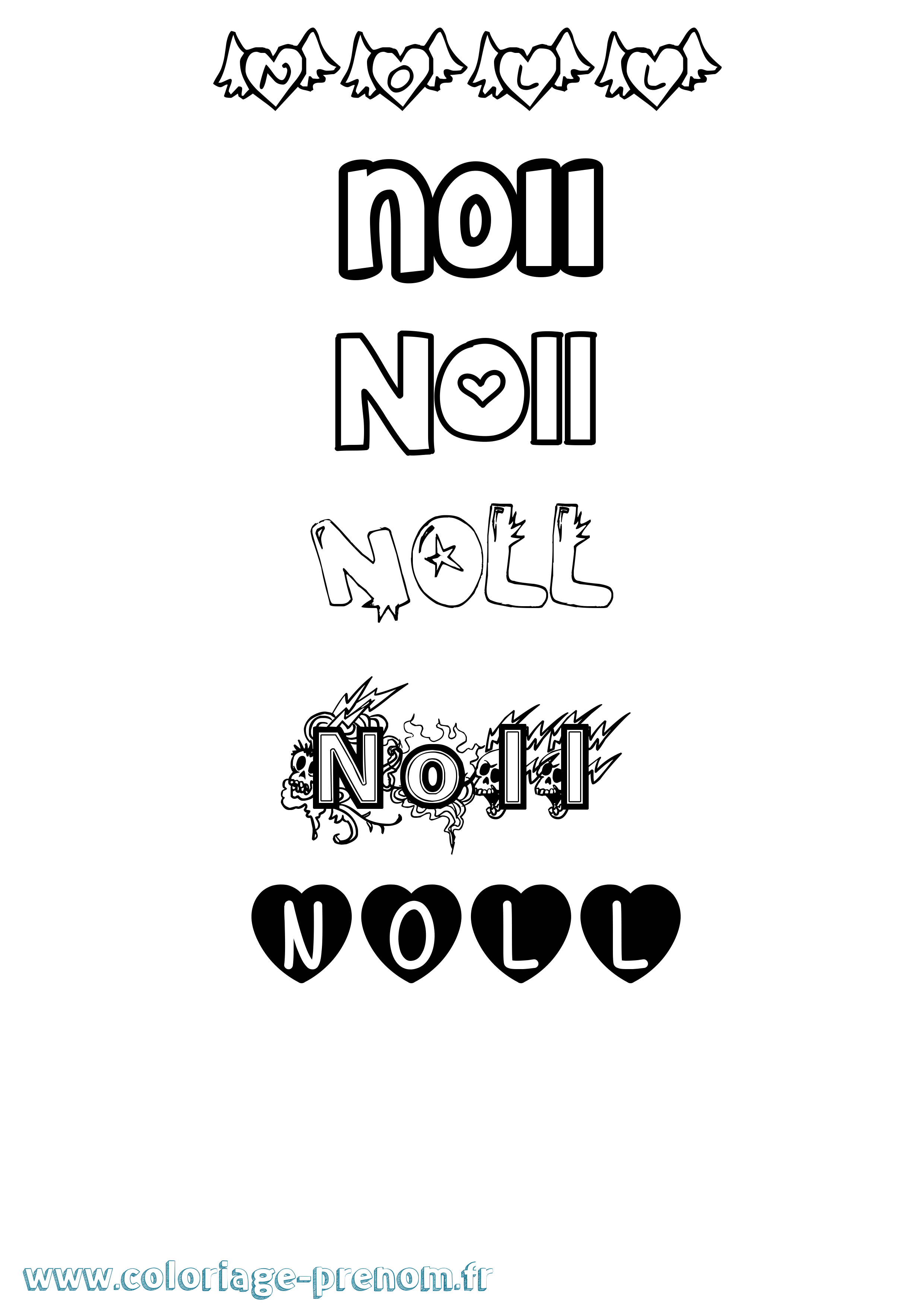 Coloriage Noll Girly Coloriage prénom Noll Girly