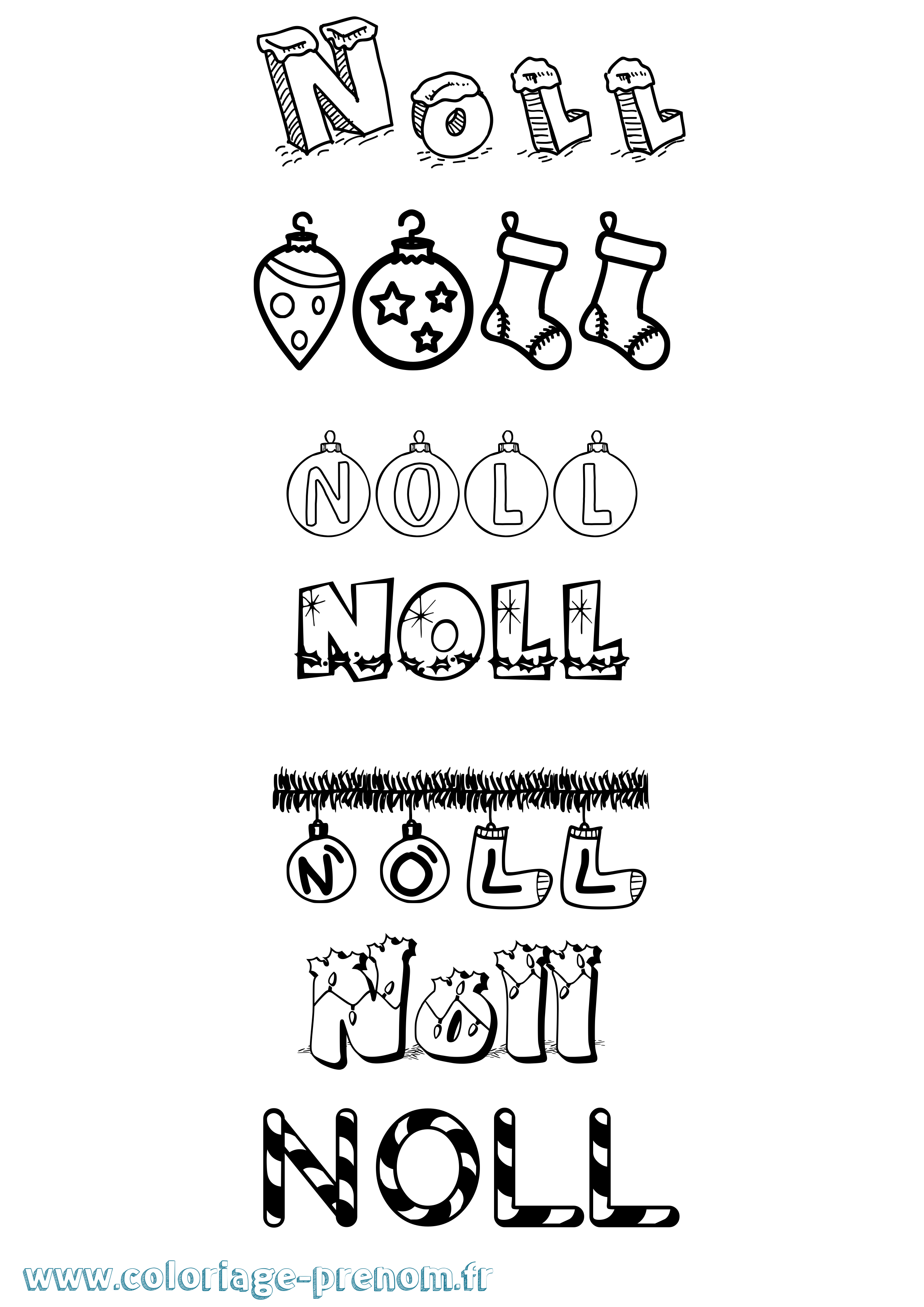 Coloriage Noll Noël Coloriage prénom Noll Noël