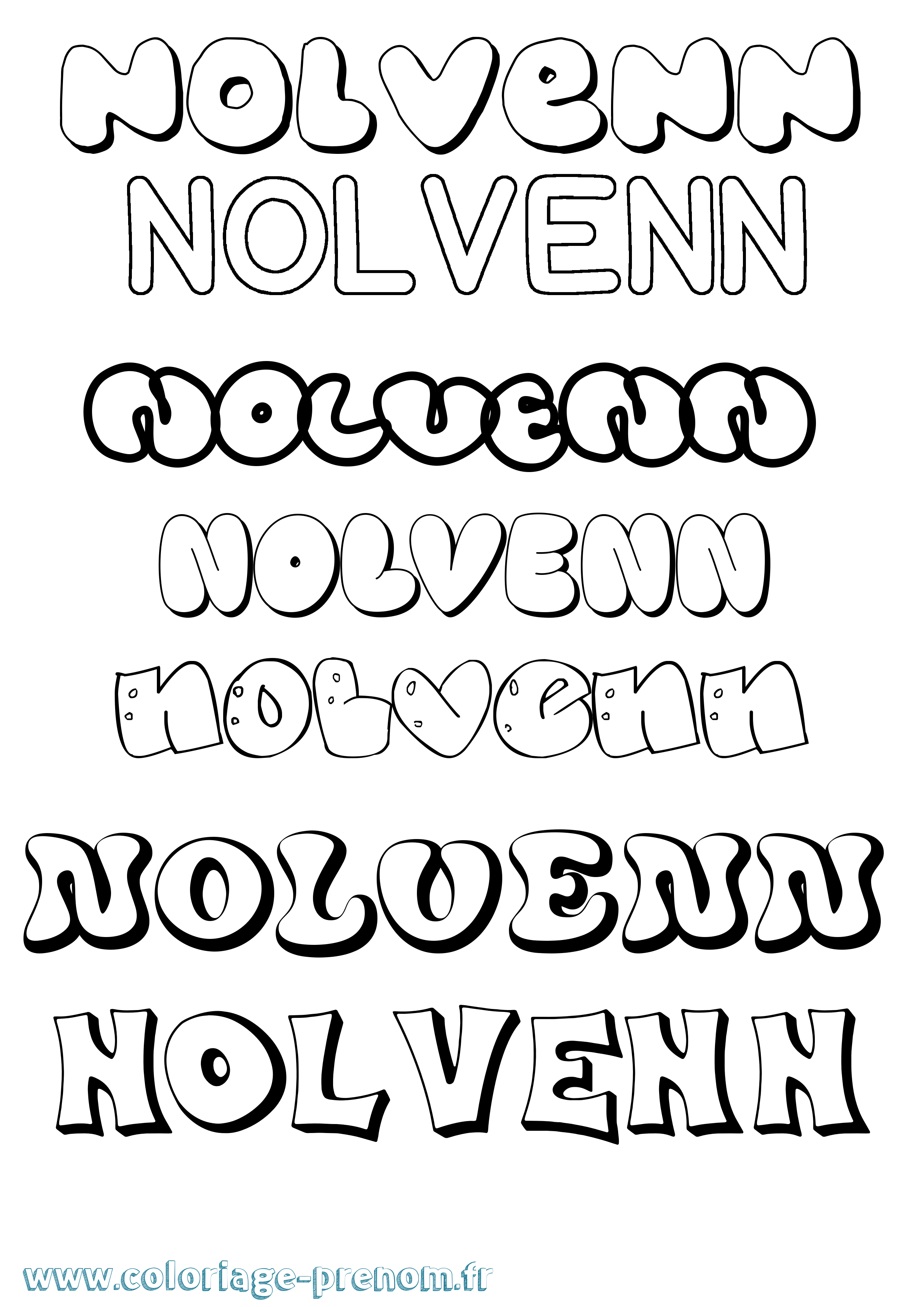 Coloriage Nolvenn Bubble Coloriage prénom Nolvenn Bubble