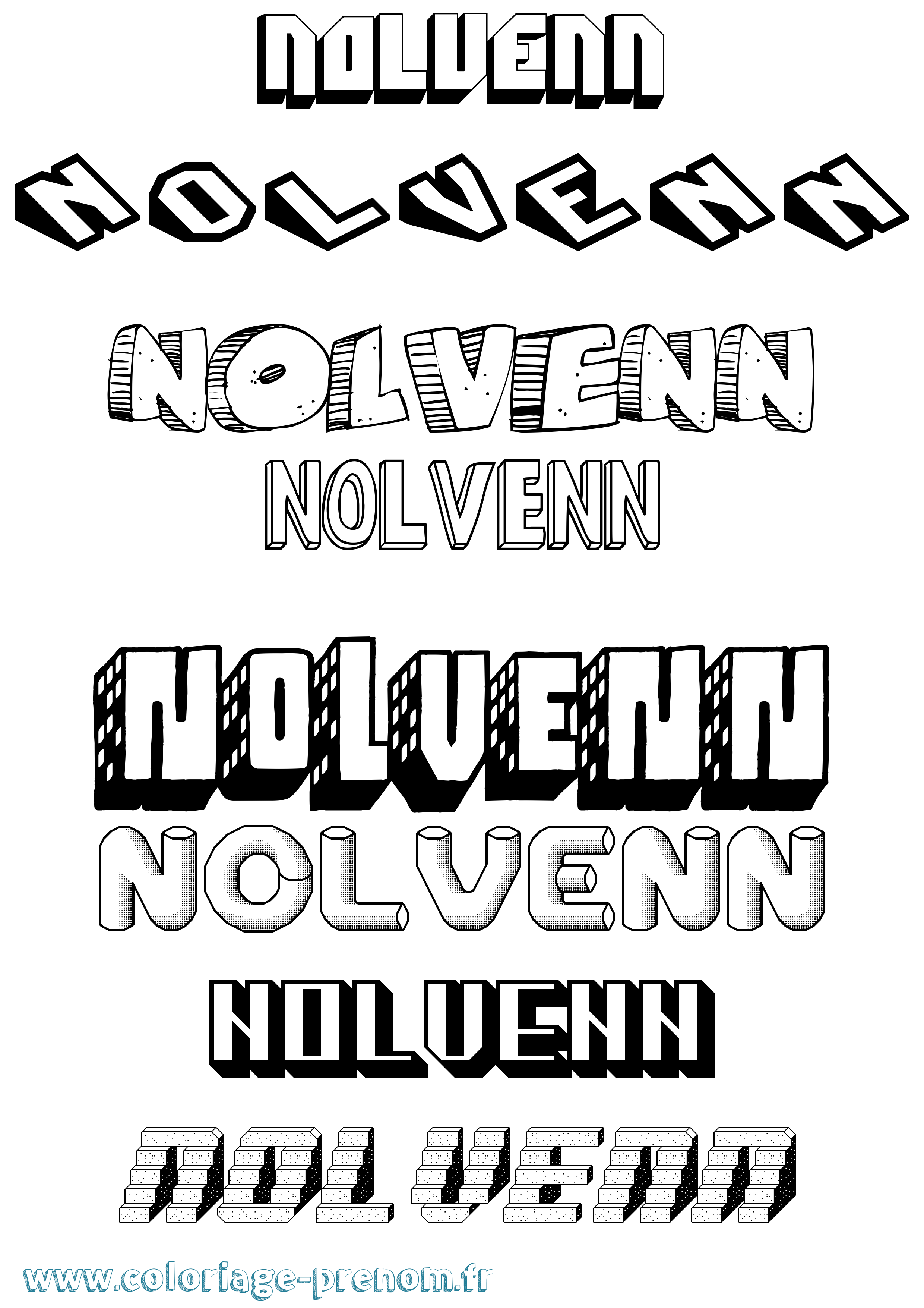 Coloriage Nolvenn Effet 3D Coloriage prénom Nolvenn Effet 3D