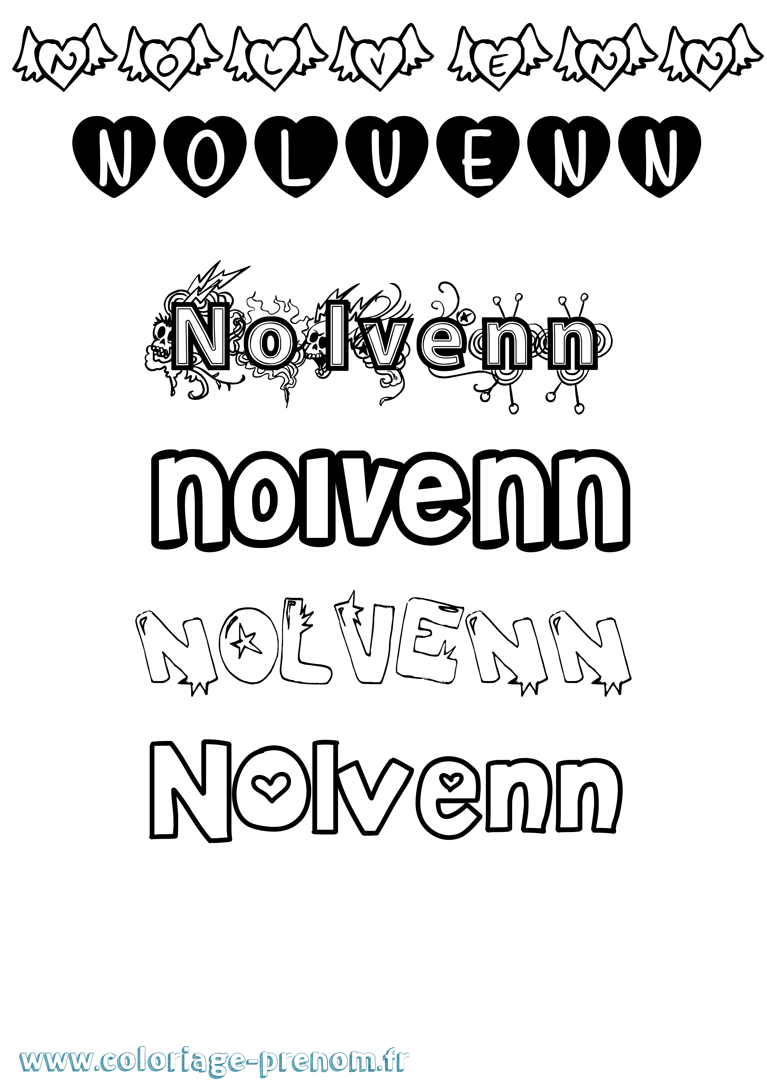 Coloriage Nolvenn Girly Coloriage prénom Nolvenn Girly
