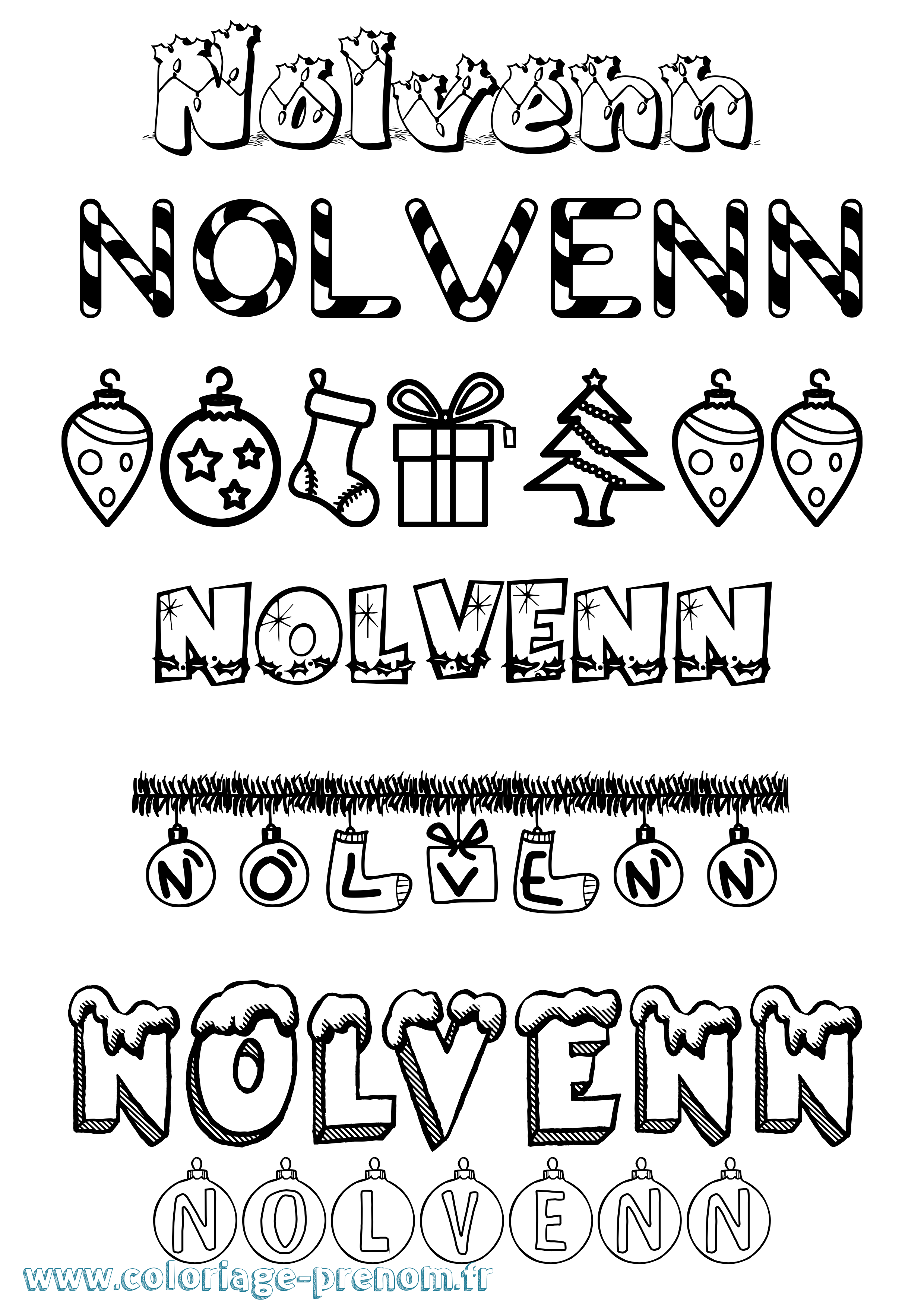 Coloriage Nolvenn Noël Coloriage prénom Nolvenn Noël