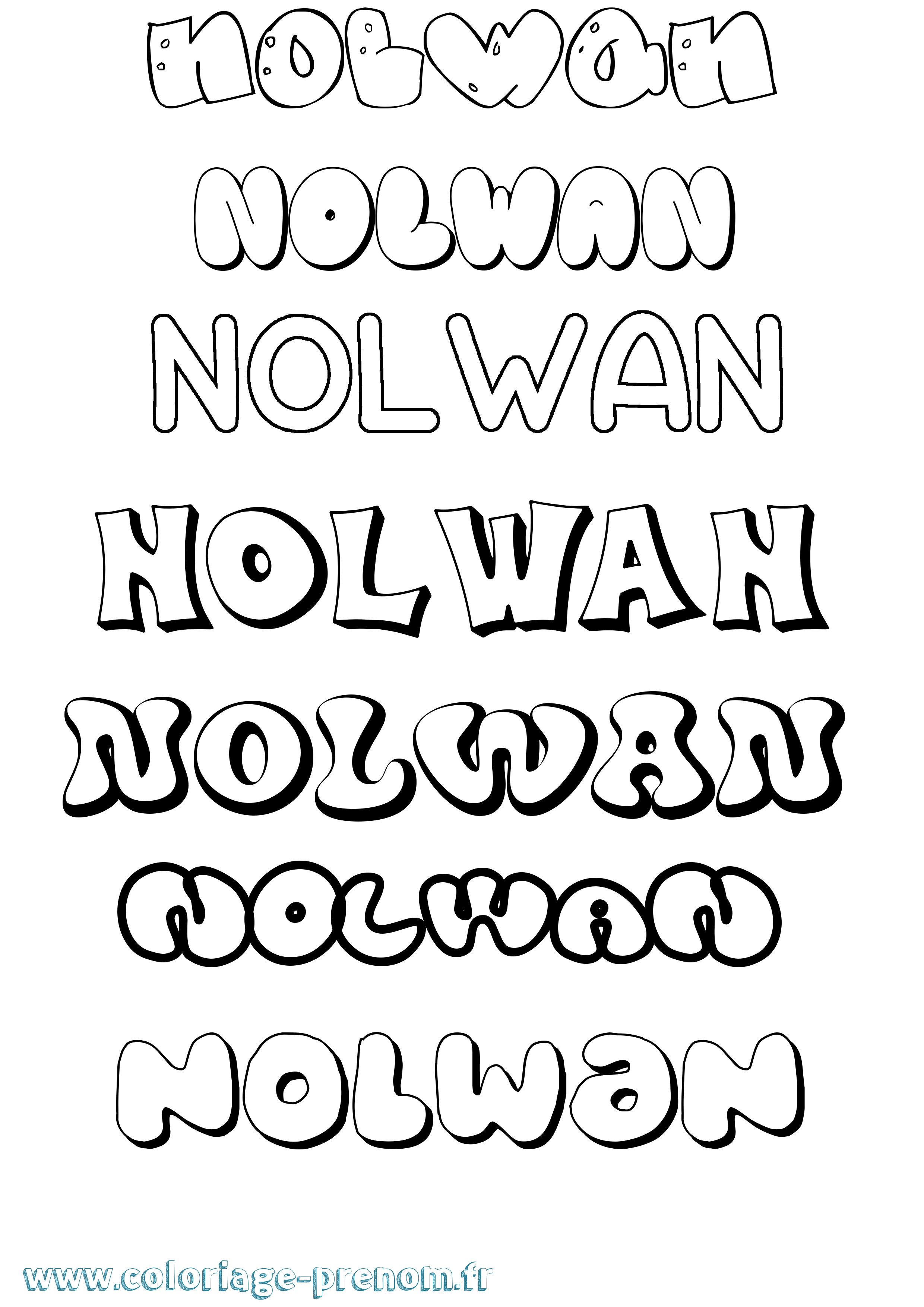Coloriage Nolwan Bubble Coloriage prénom Nolwan Bubble